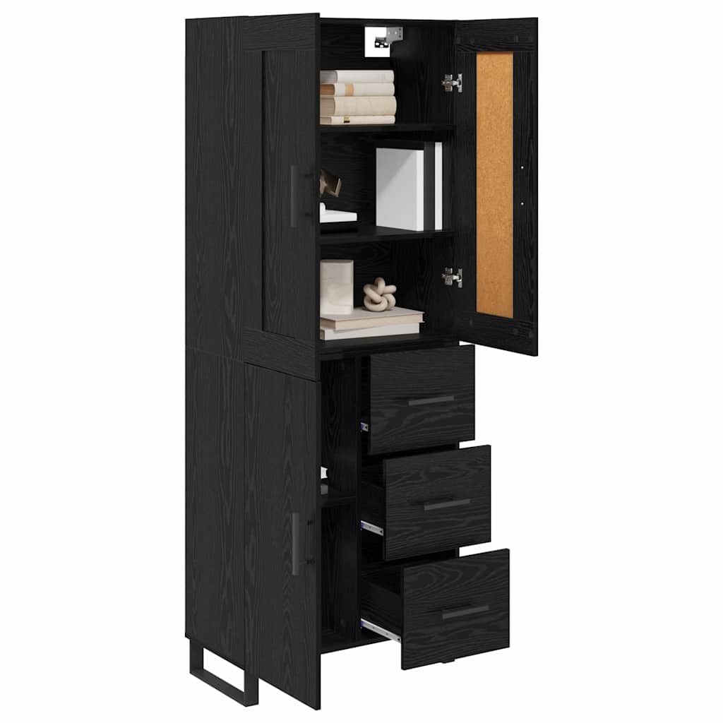 Haut Armoire Montage mural 2 pcs Chêne noir Bois d'ingénierie - XIOS