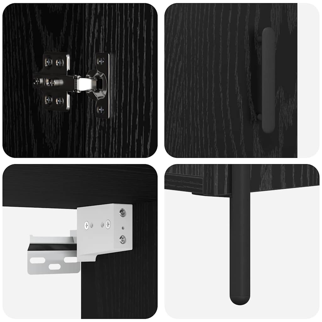 Haut Armoire Montage mural 2 pcs Chêne noir 69,5 x 34 x 180 cm - XIOS