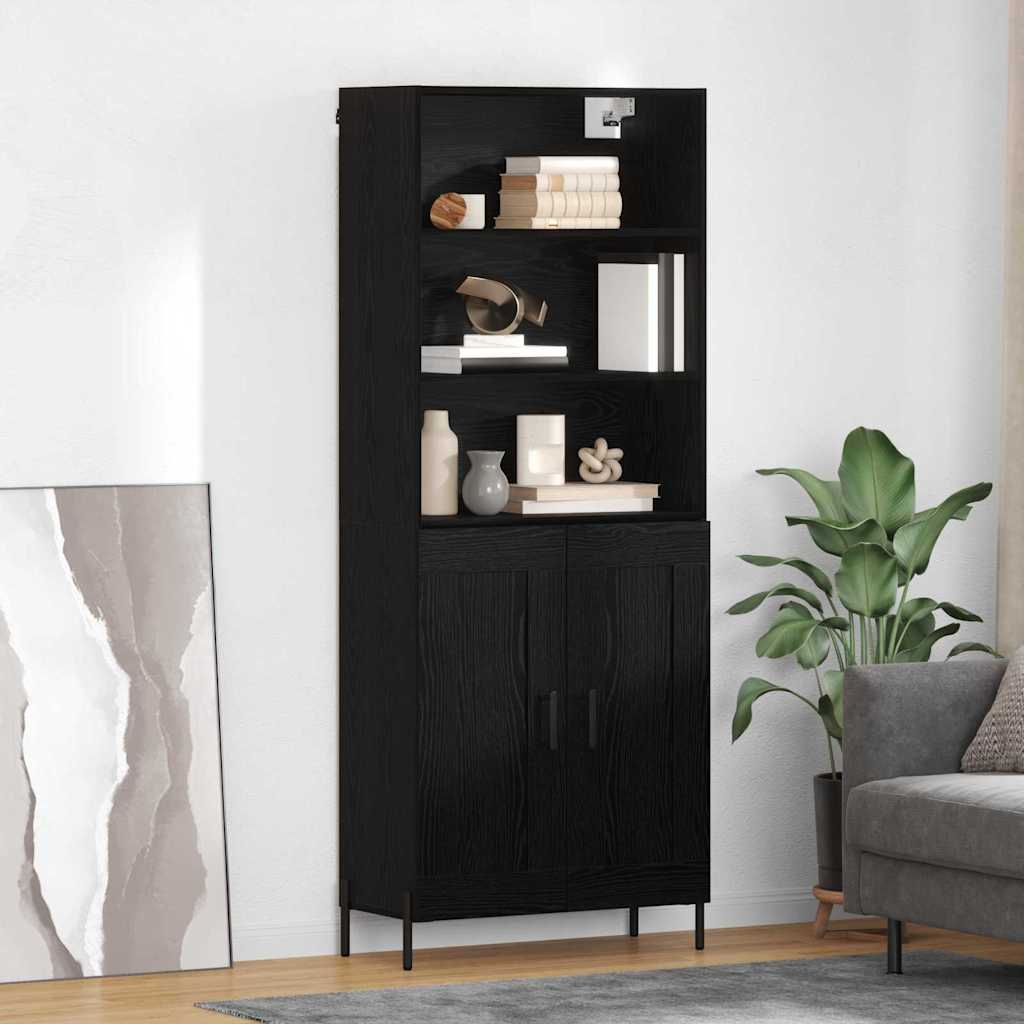 Haut Armoire Montage mural 2 pcs Chêne noir 69,5 x 34 x 180 cm - XIOS