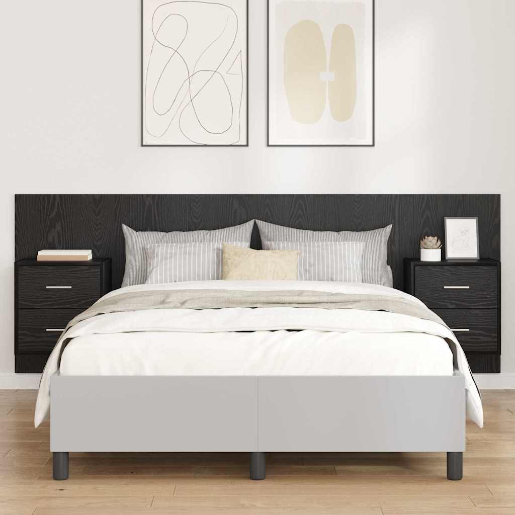 Tête de lit avec armoire 3 pcs Chêne noir Bois d'ingénierie - XIOS