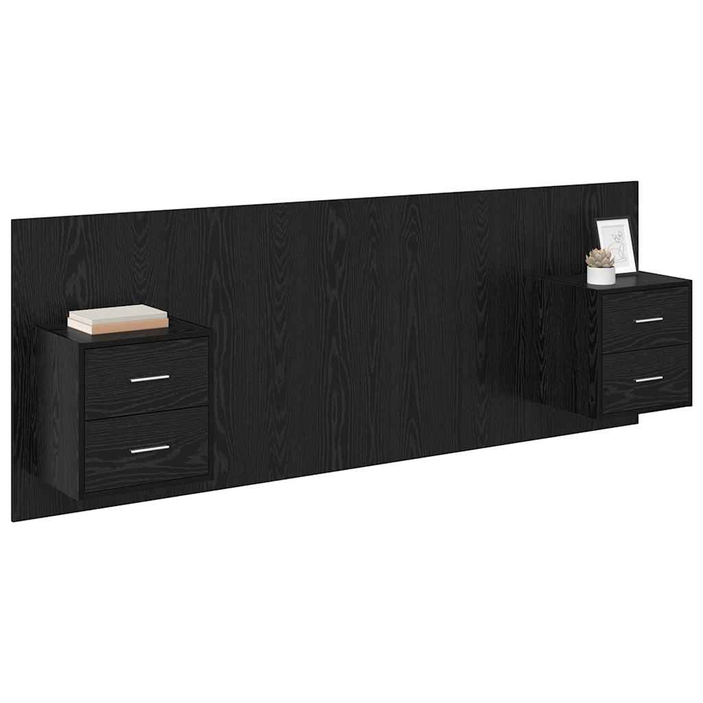 Tête de lit avec armoire 3 pcs Chêne noir Bois d'ingénierie - XIOS