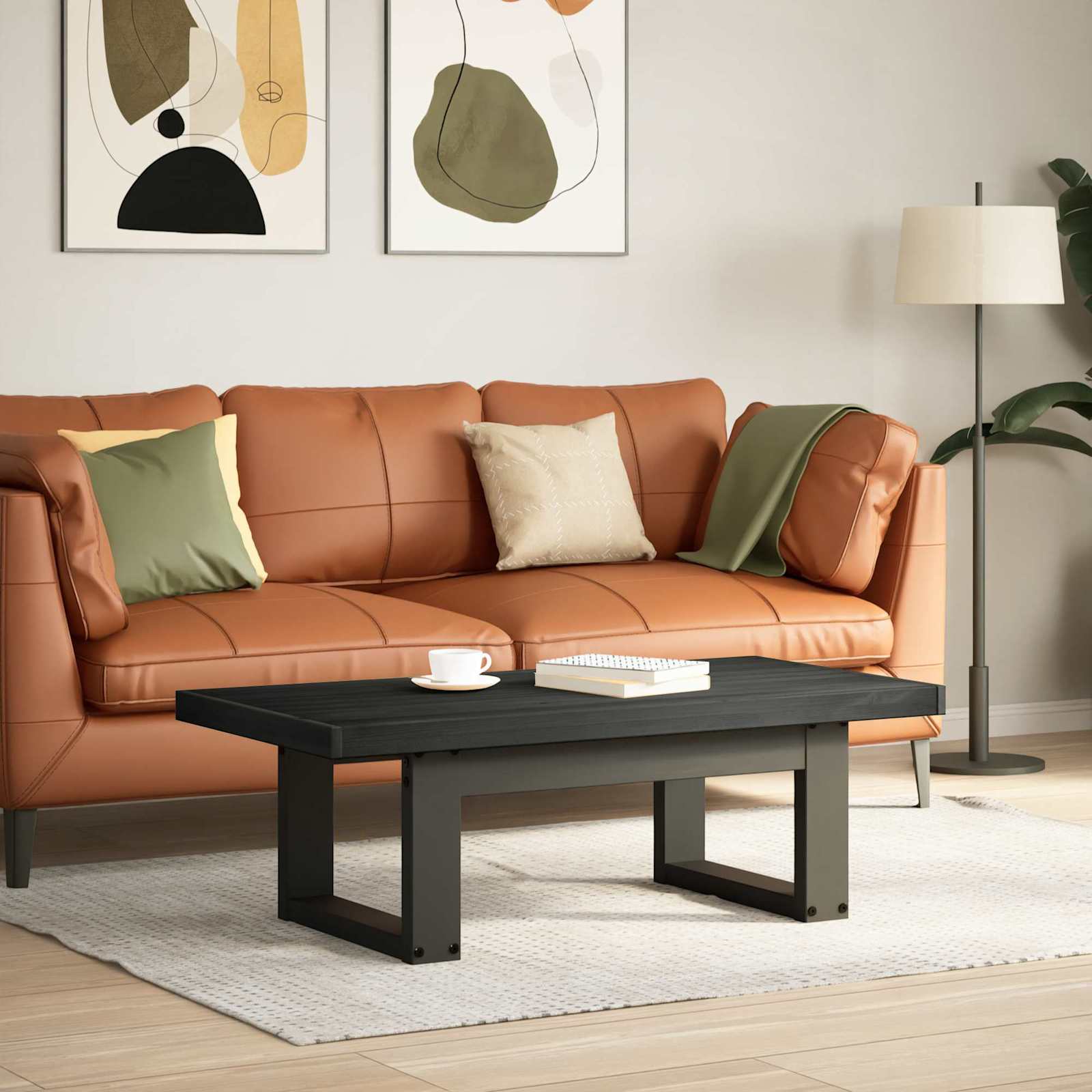 Table basse NOAIN Noir 119 x 60 x 40 cm Bois de pin massif - XIOS