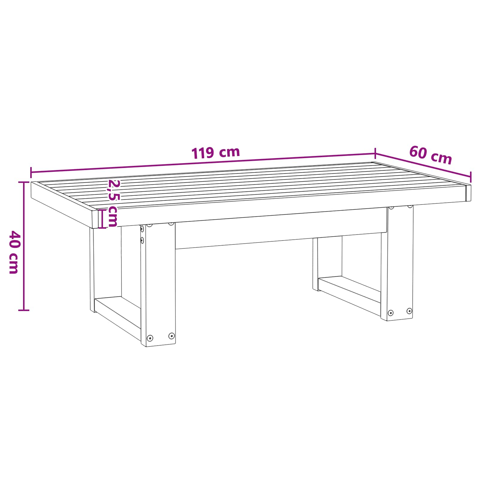 Table basse NOAIN Noir 119 x 60 x 40 cm Bois de pin massif - XIOS