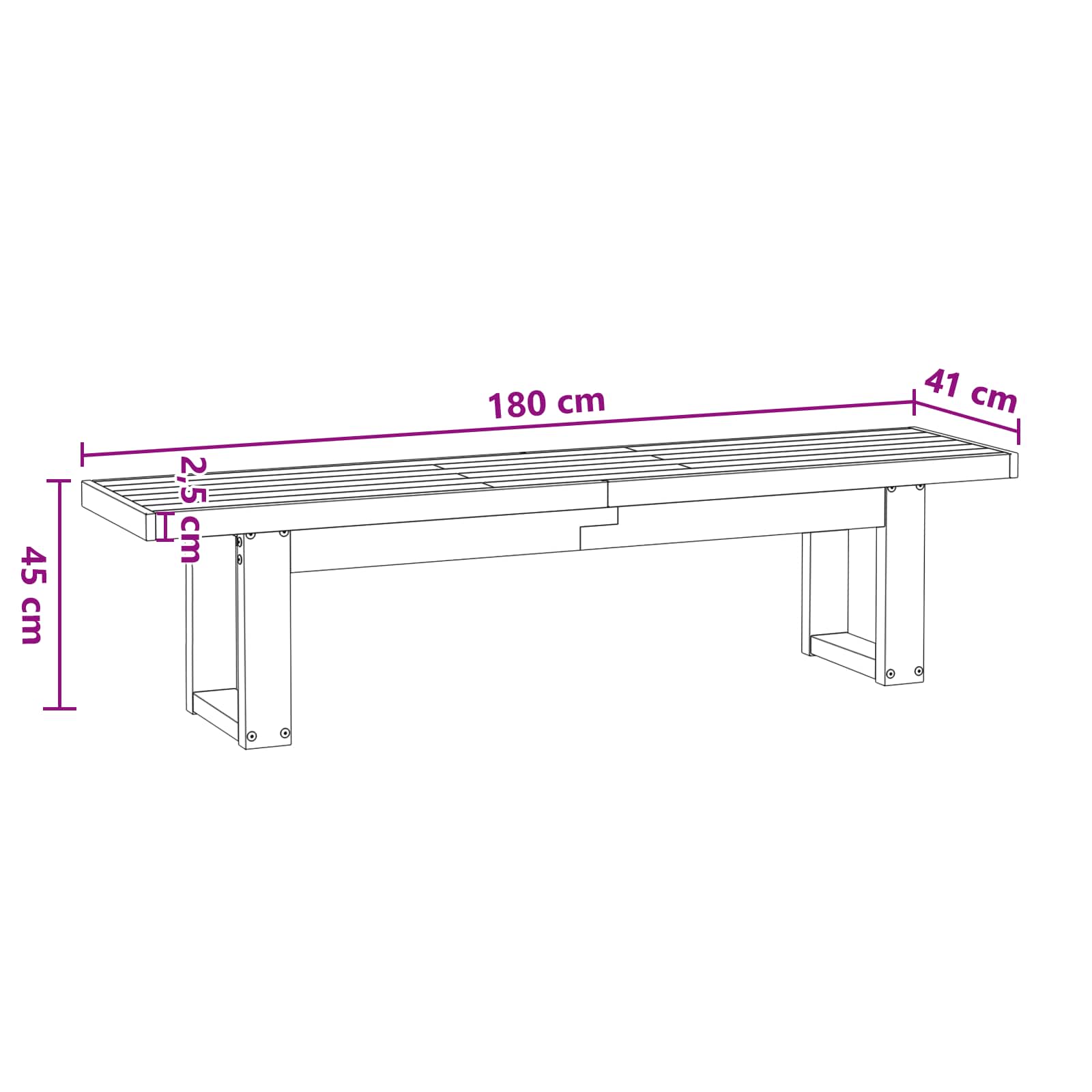 Banc de salle à manger NOAIN 180 x 41 x 45 cm Pin massif Noir - XIOS