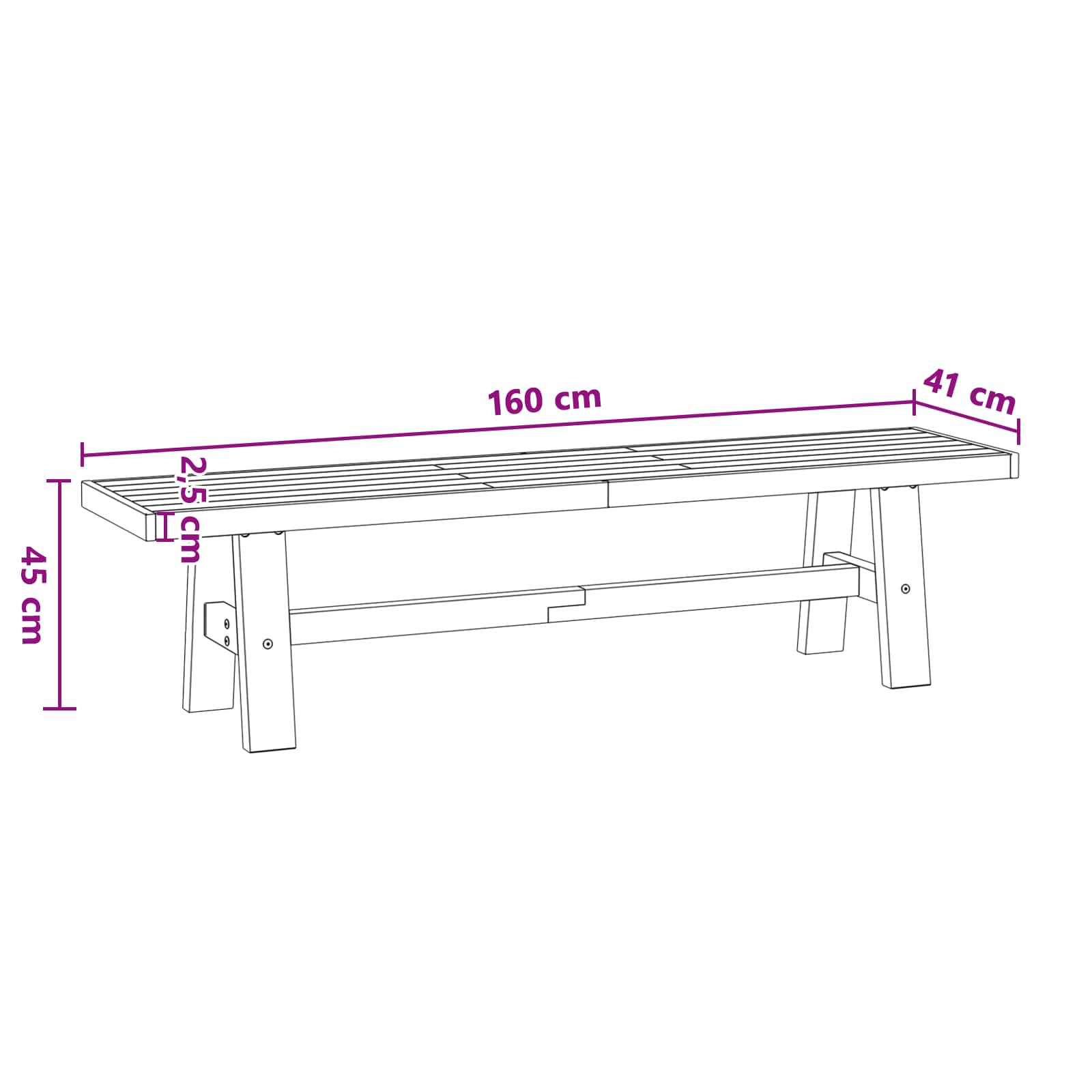 Banc de salle à manger NOAIN 160 x 41 x 45 cm Pin massif Noir - XIOS