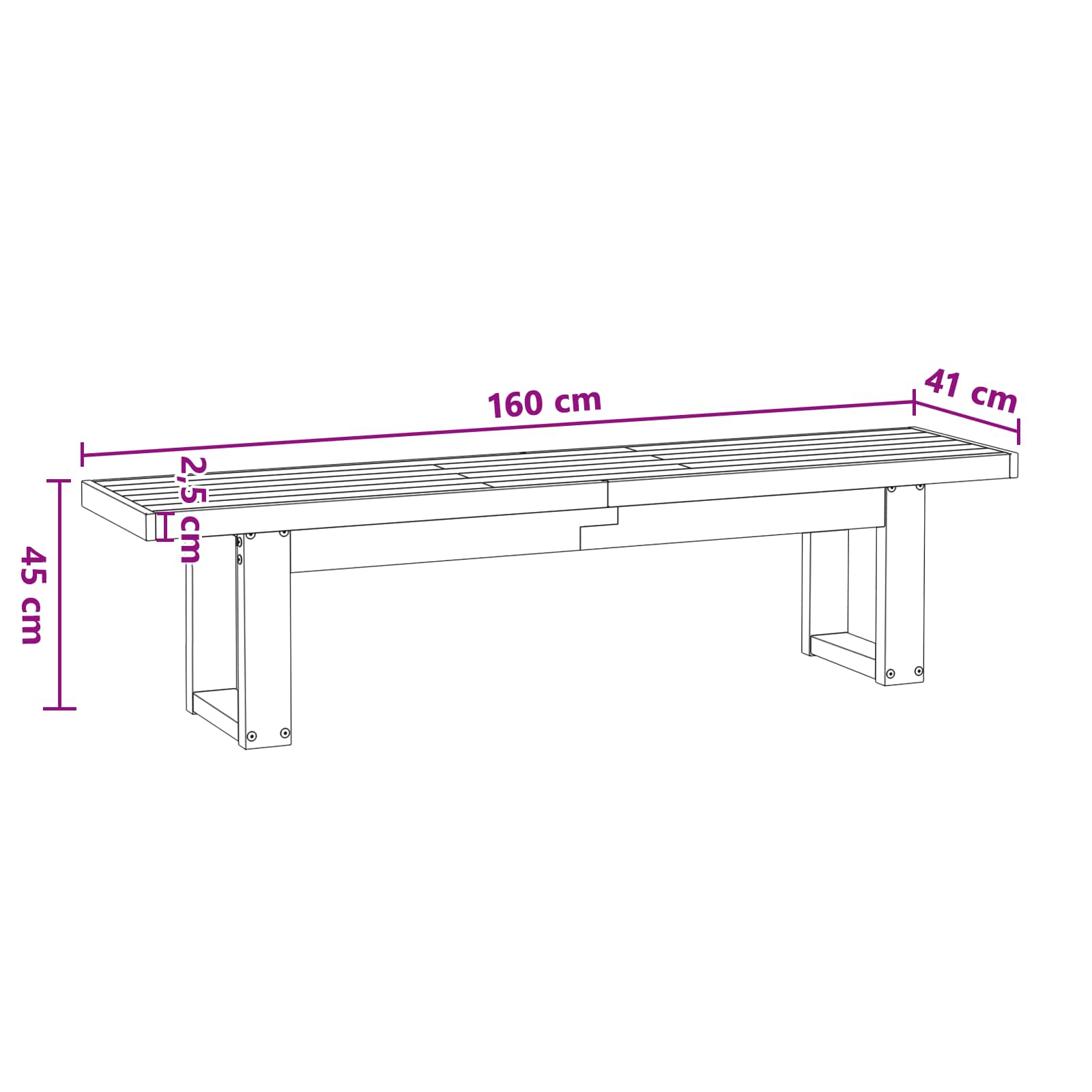 Banc de salle à manger NOAIN 160 x 41 x 45 cm Pin massif Noir - XIOS