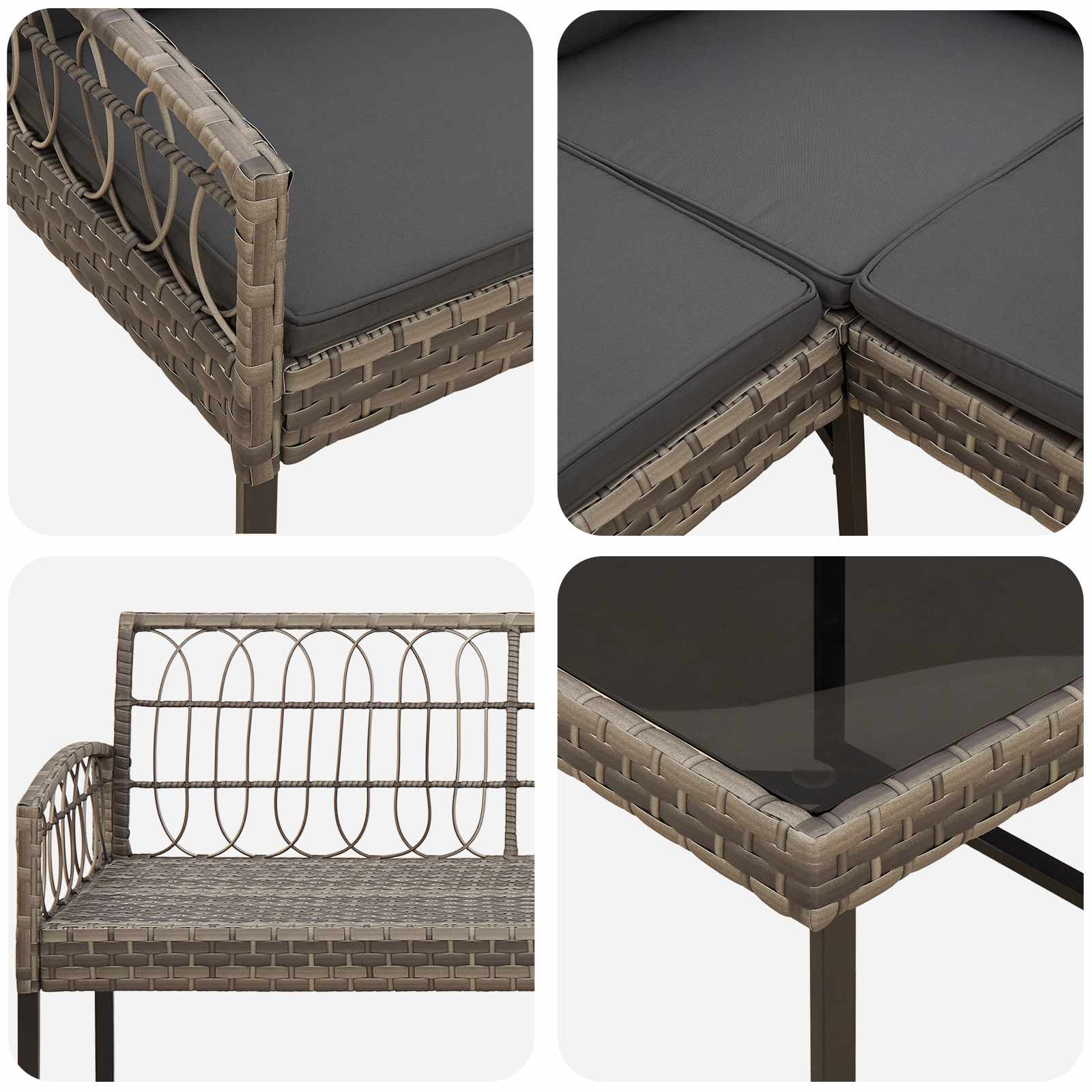 Ensemble de canapé de jardin avec coussin 2 pcs Gris - XIOS