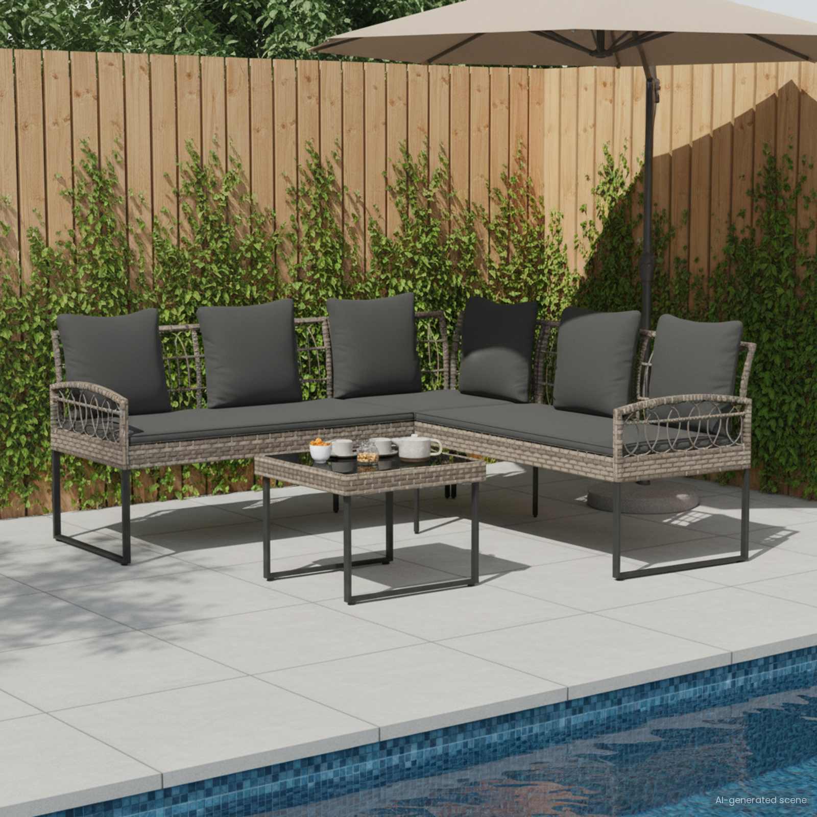 Ensemble de canapé de jardin avec coussin 2 pcs Gris - XIOS
