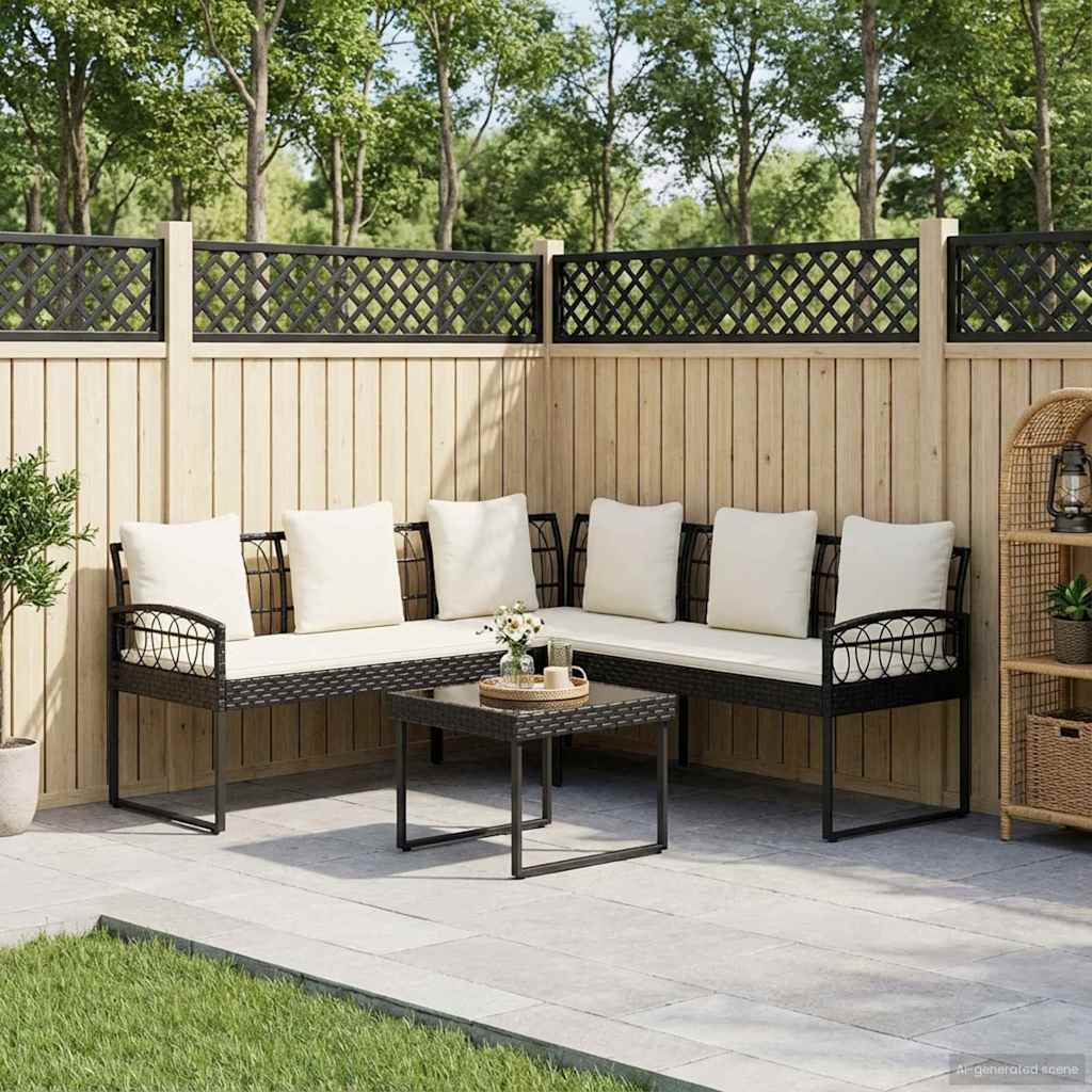 Ensemble de canapé de jardin avec coussin 2 pcs Noir et Crème - XIOS