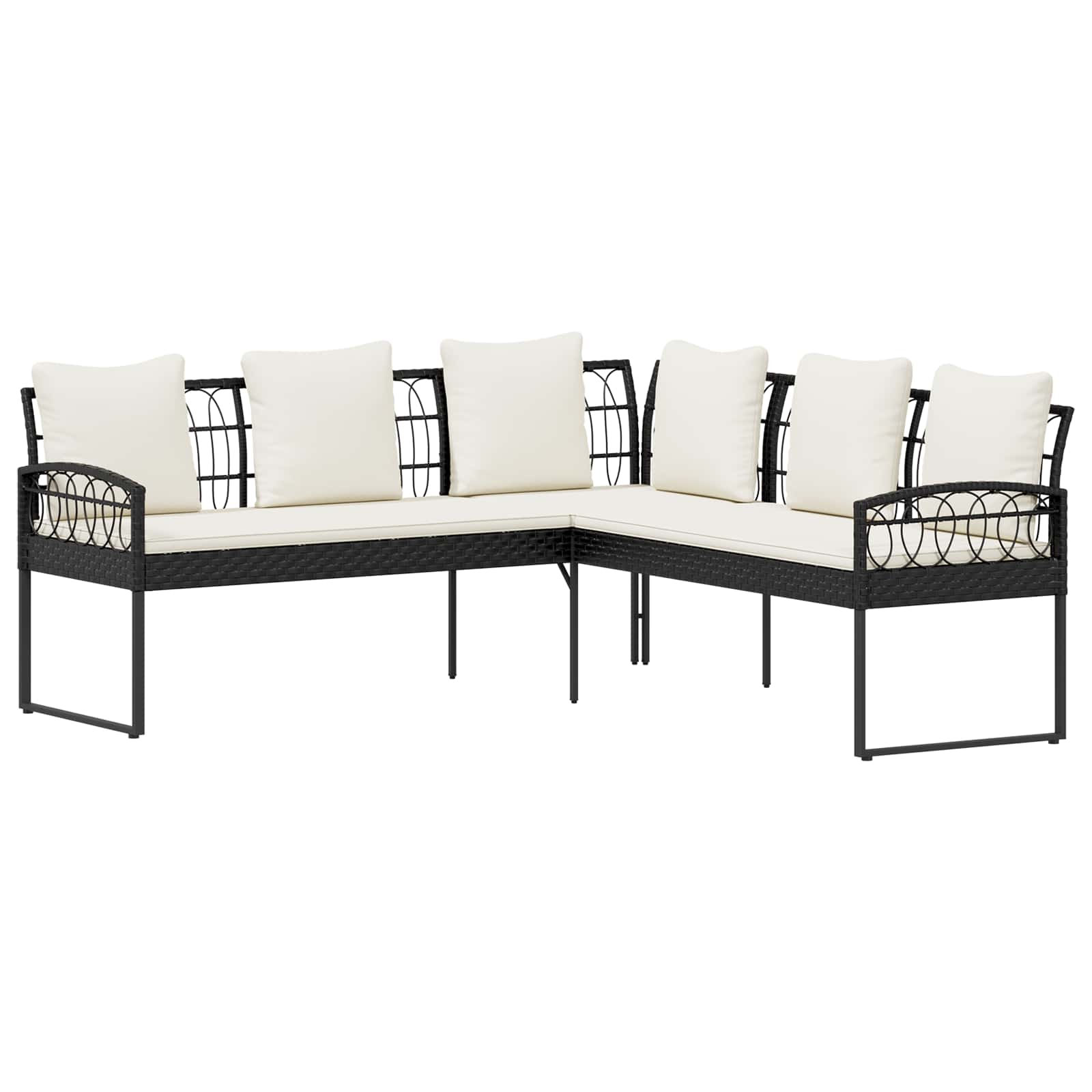 Ensemble de canapé de jardin avec coussin 2 pcs Noir et Crème - XIOS