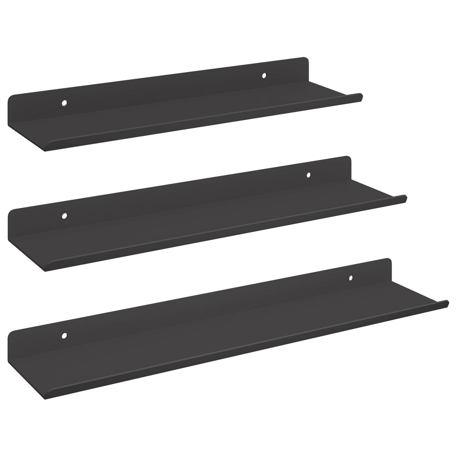 Étagère Murale avec étagère 3 pcs Noir 80 x 9 x 2.5 cm - XIOS