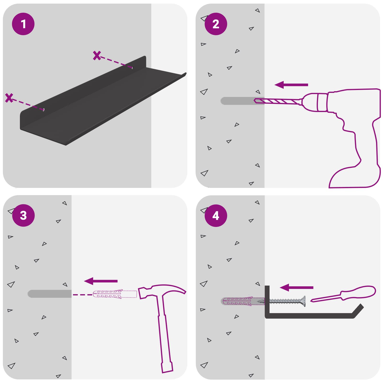 Étagère Murale avec étagère 3 pcs Noir 80 x 9 x 2.5 cm - XIOS