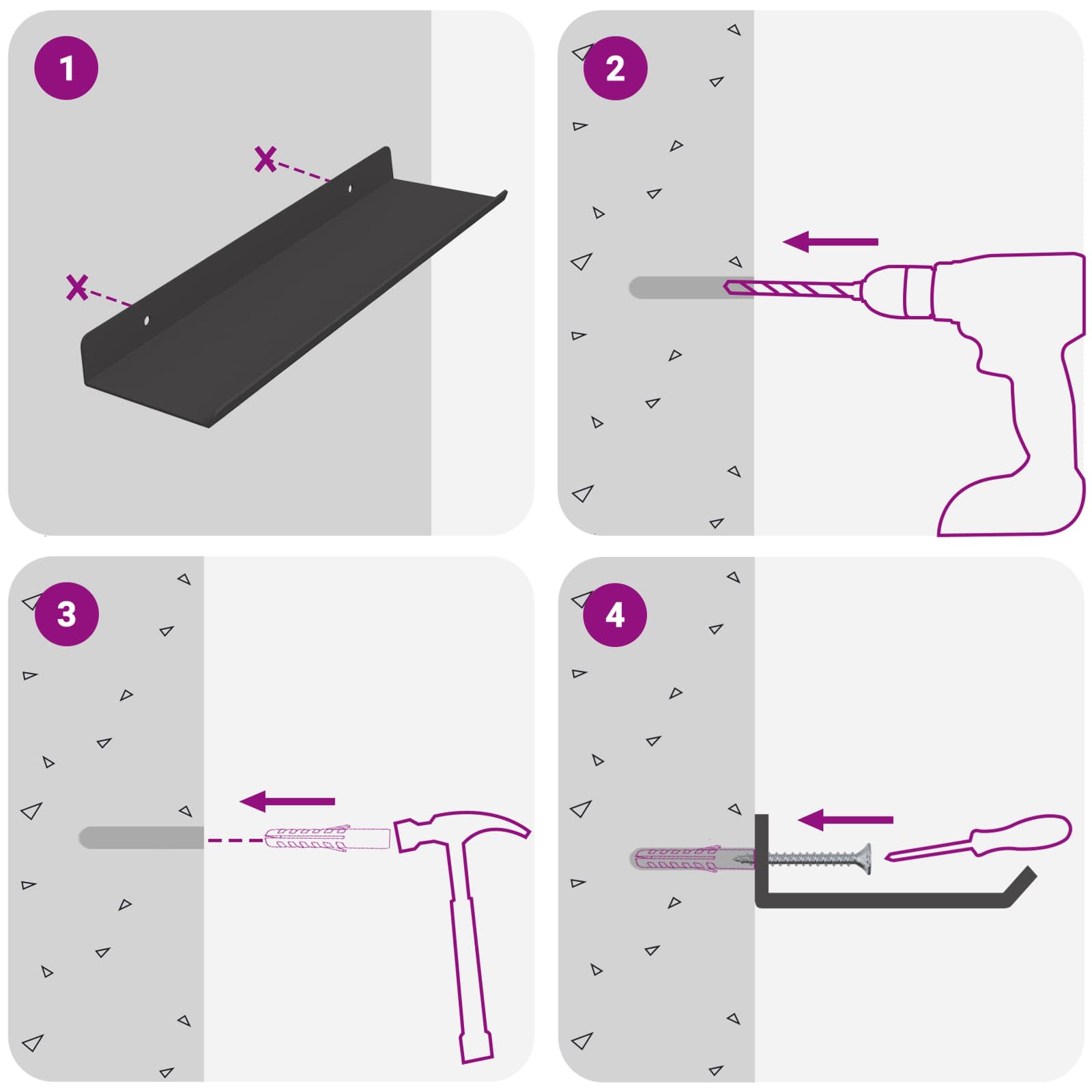 Étagère Murale avec étagère 2 pcs Noir 80 x 9 x 2.5 cm - XIOS