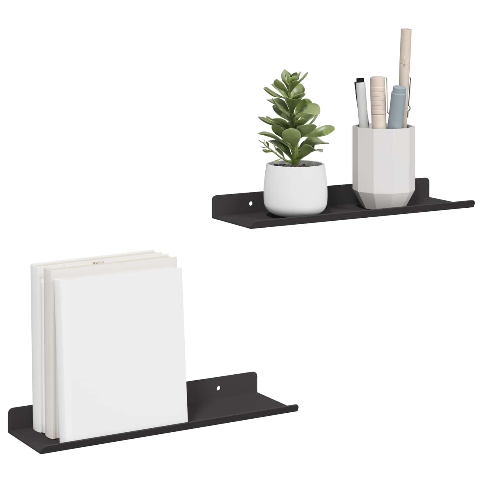 Étagère Murale avec étagère 2 pcs Noir 80 x 9 x 2.5 cm - XIOS