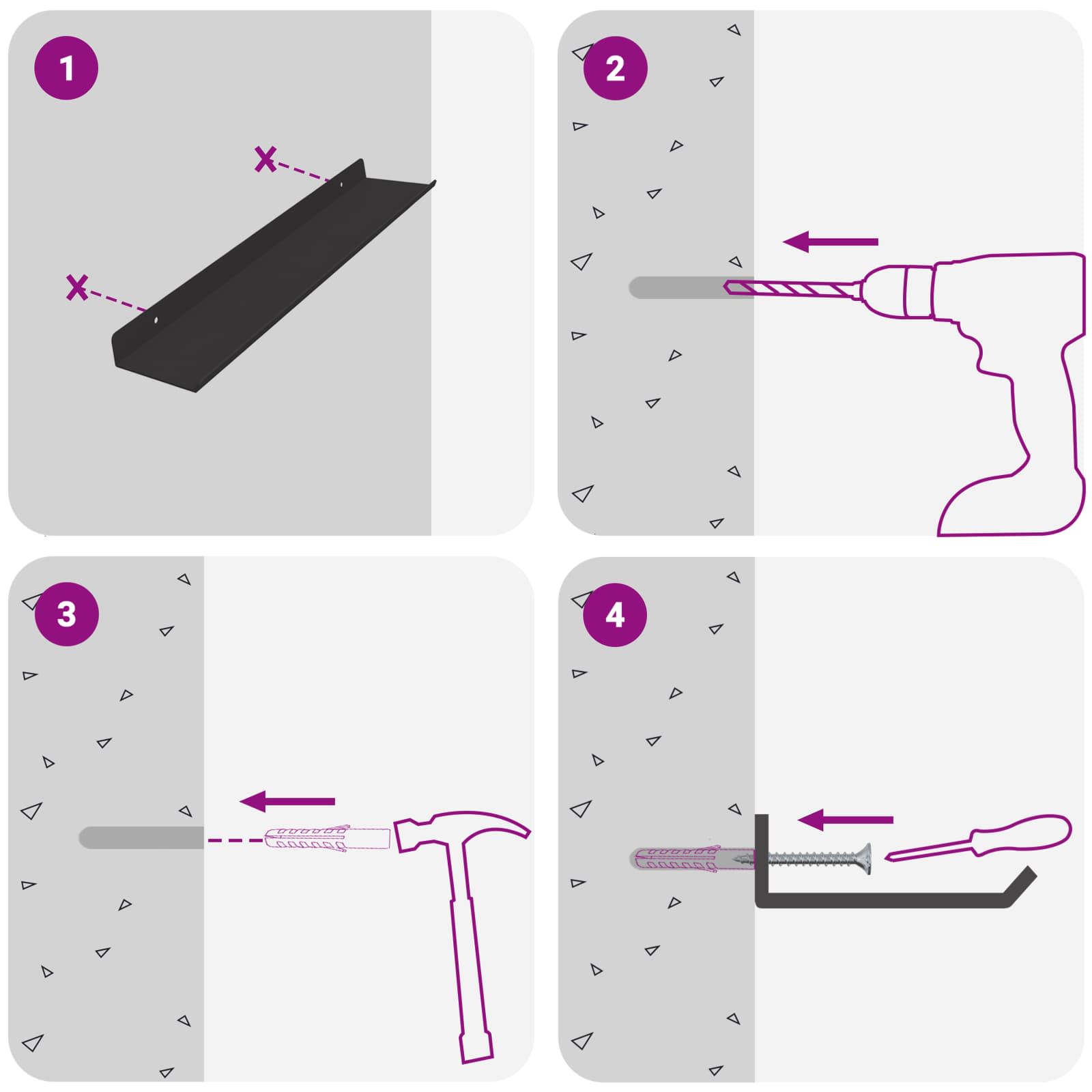 Étagère Murale avec étagère 2 pcs Noir 80 x 9 x 2.5 cm - XIOS