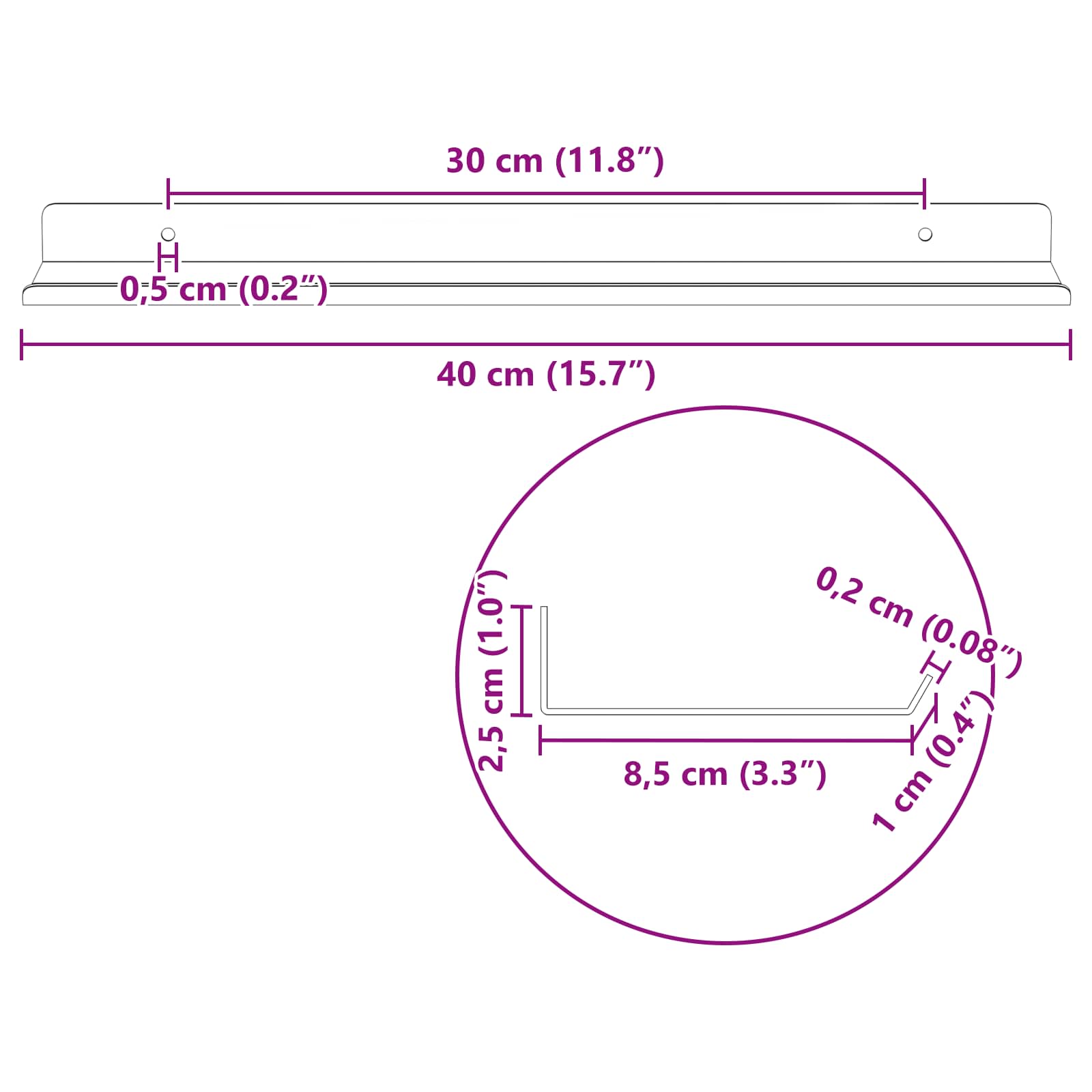 Étagère Murale avec étagère 2 pcs Noir 80 x 9 x 2.5 cm - XIOS