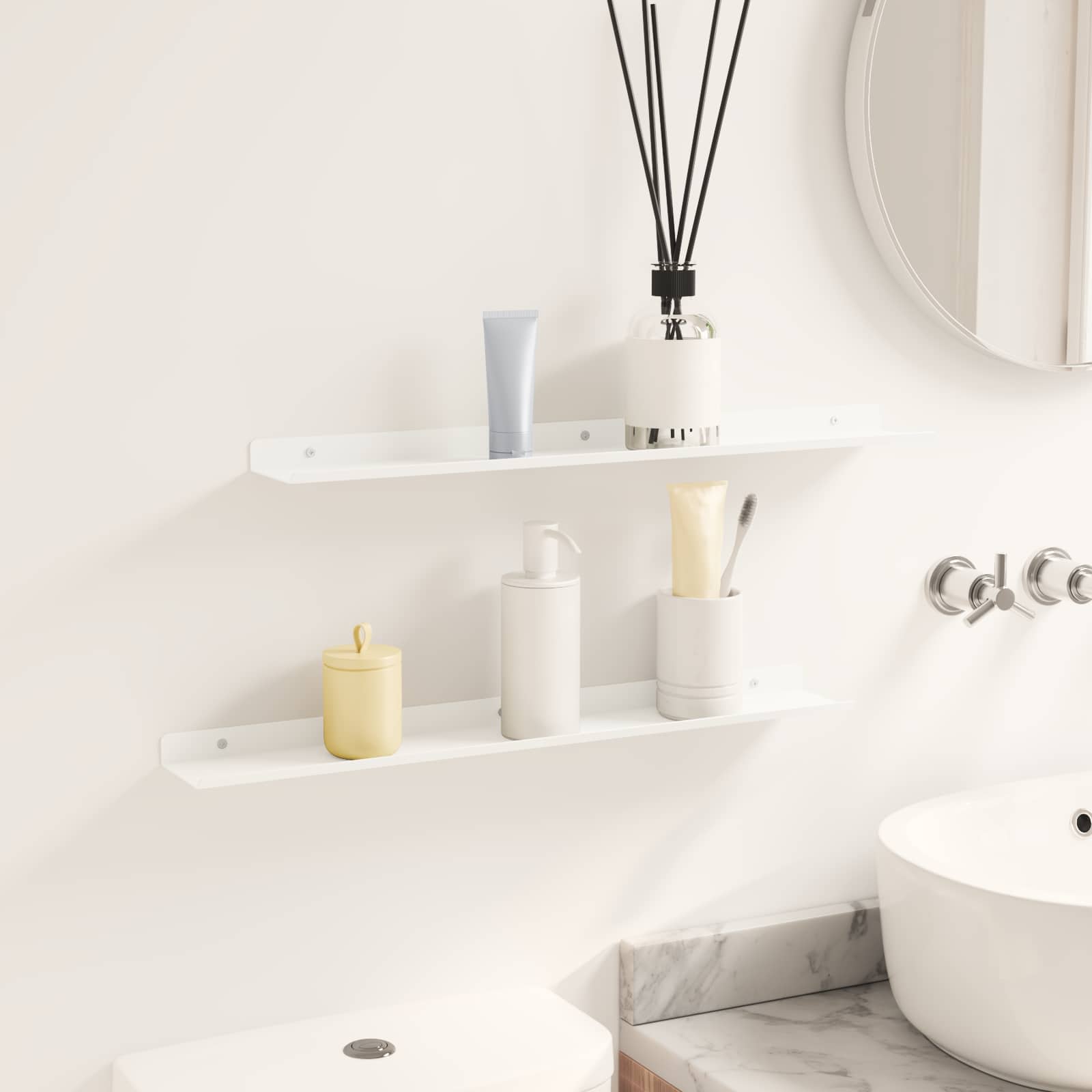 Étagère Murale avec étagère 2 pcs Blanc 60 x 9 x 2,5 cm - XIOS