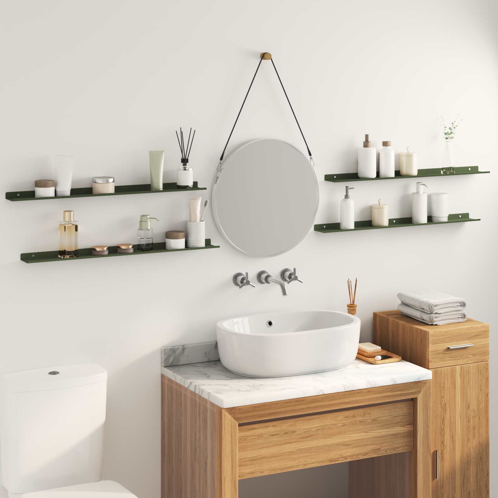 Étagère Murale avec étagère 4 pcs Vert olive 80 x 9 x 2,5 cm - XIOS