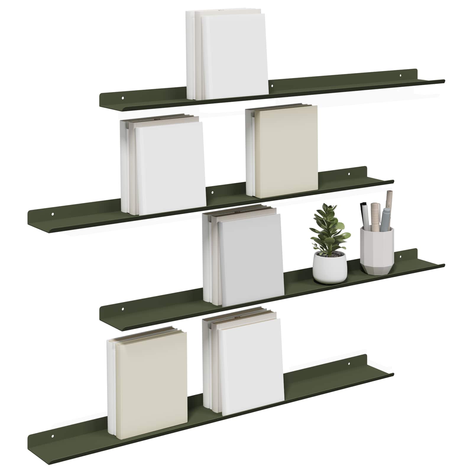 Étagère Murale avec étagère 4 pcs Vert olive 80 x 9 x 2,5 cm - XIOS