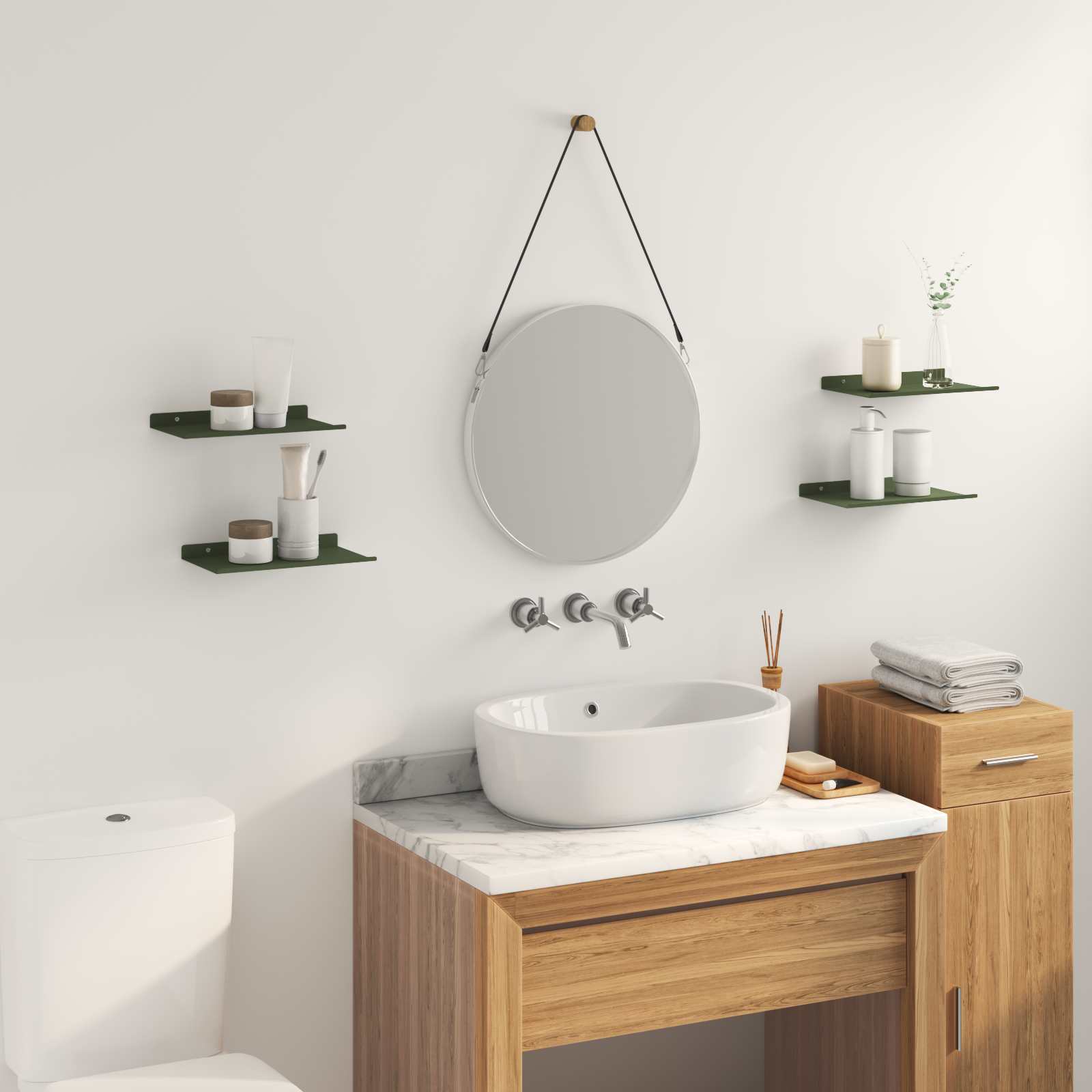 Étagère Murale avec étagère 4 pcs Vert olive 30 x 18 x 2,5 cm - XIOS