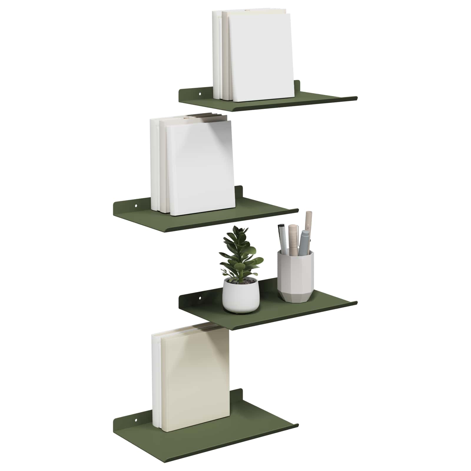 Étagère Murale avec étagère 4 pcs Vert olive 30 x 18 x 2,5 cm - XIOS