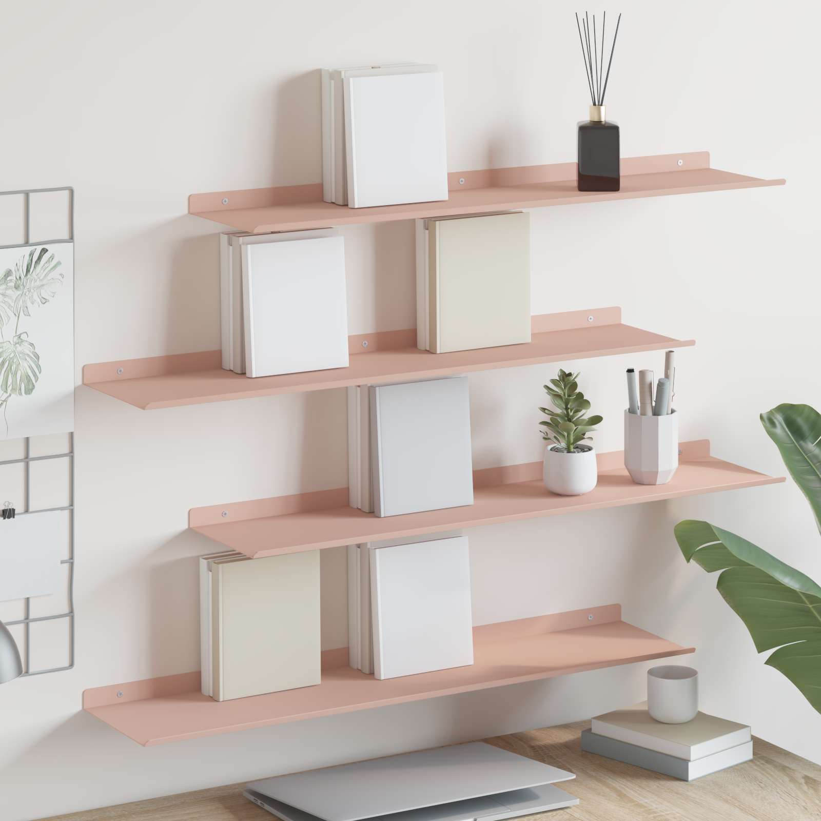 Étagère Murale avec étagère 4 pcs Rose 80 x 18 x 2,5 cm - XIOS