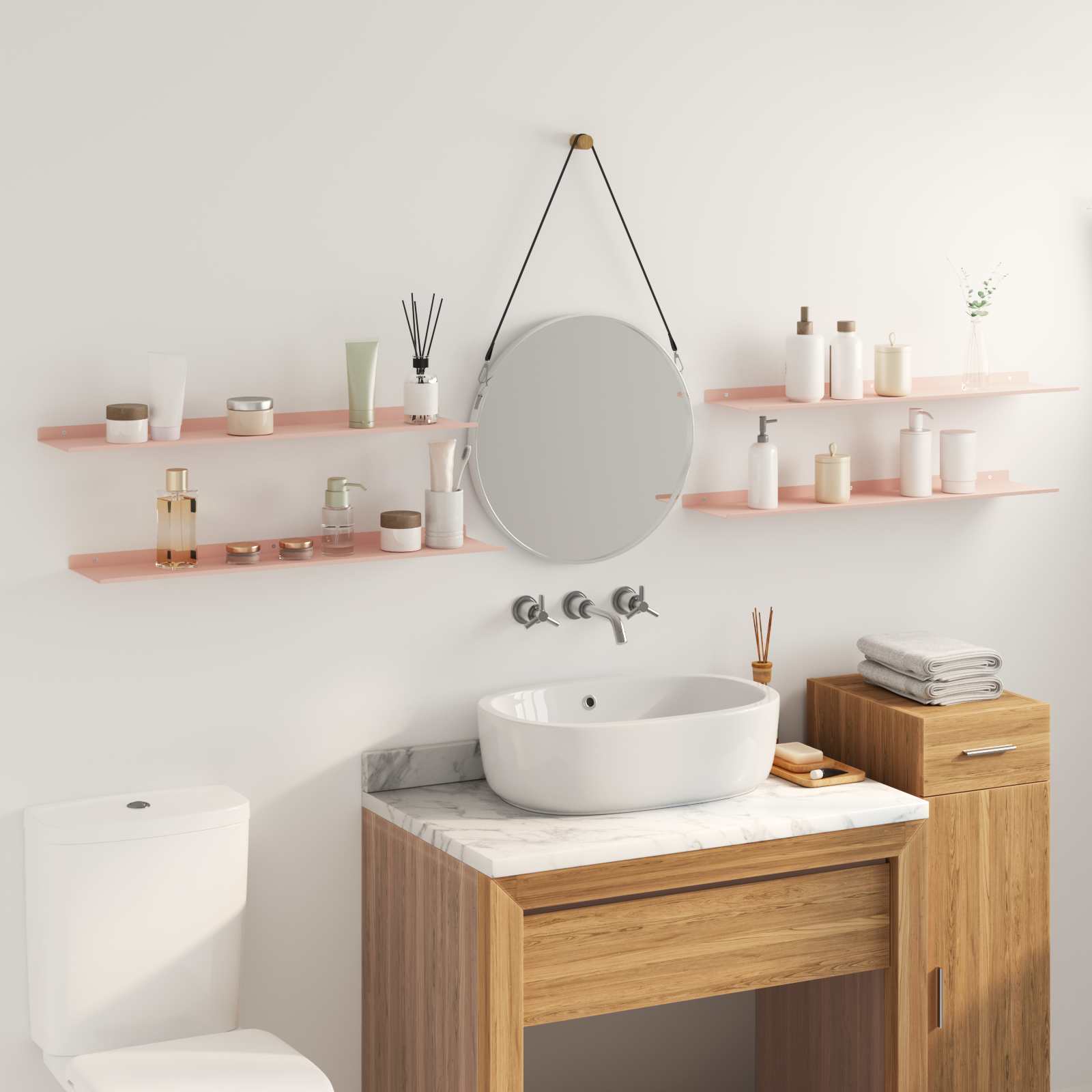 Étagère Murale avec étagère 4 pcs Rose 80 x 18 x 2,5 cm - XIOS