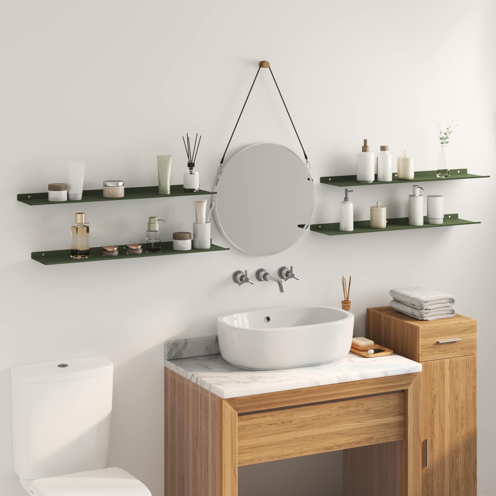 Étagère Murale avec étagère 4 pcs Vert olive 80 x 18 x 2,5 cm - XIOS