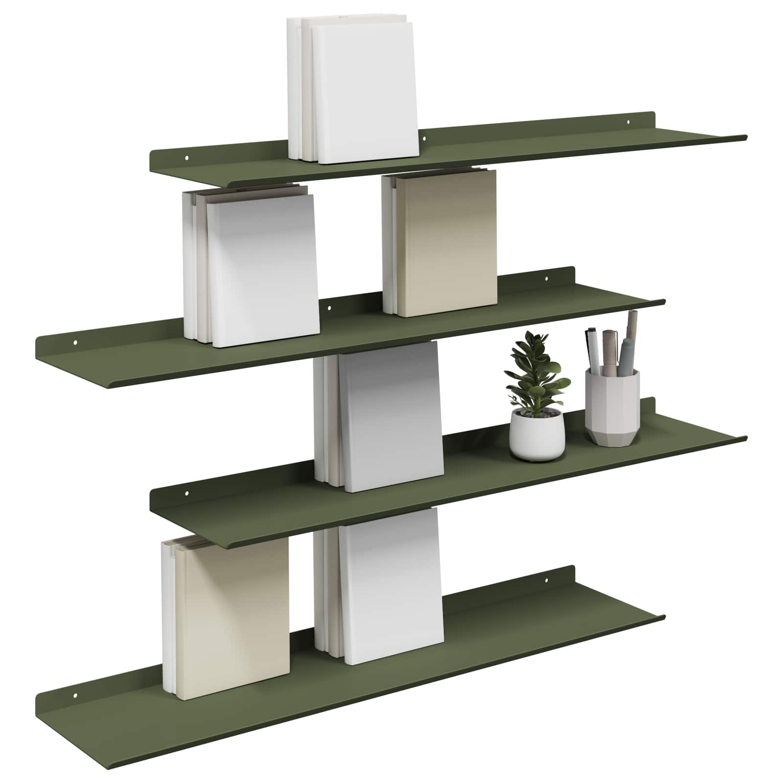 Étagère Murale avec étagère 4 pcs Vert olive 80 x 18 x 2,5 cm - XIOS