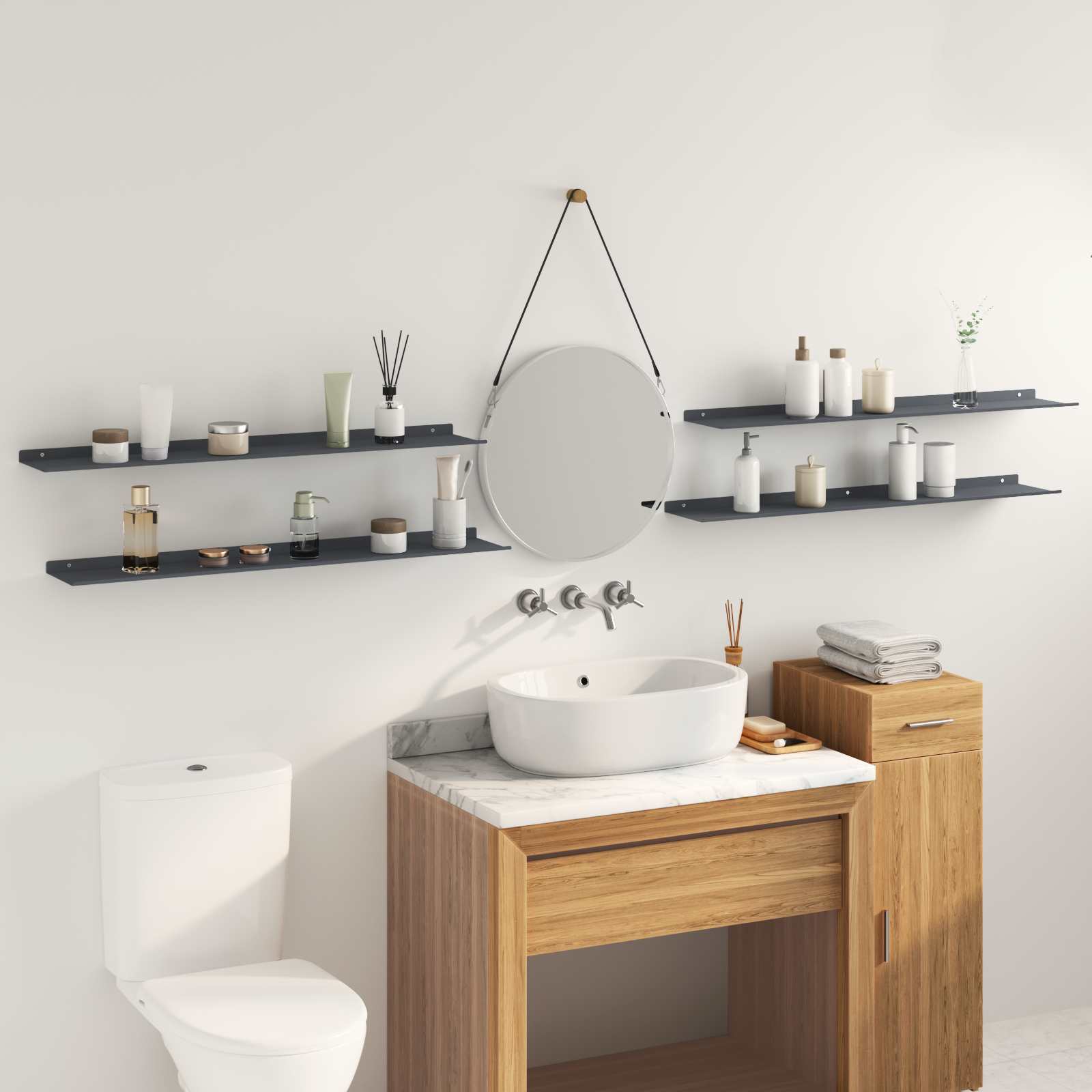 Étagère Murale avec étagère 4 pcs Anthracite 100 x 18 x 2,5 cm - XIOS