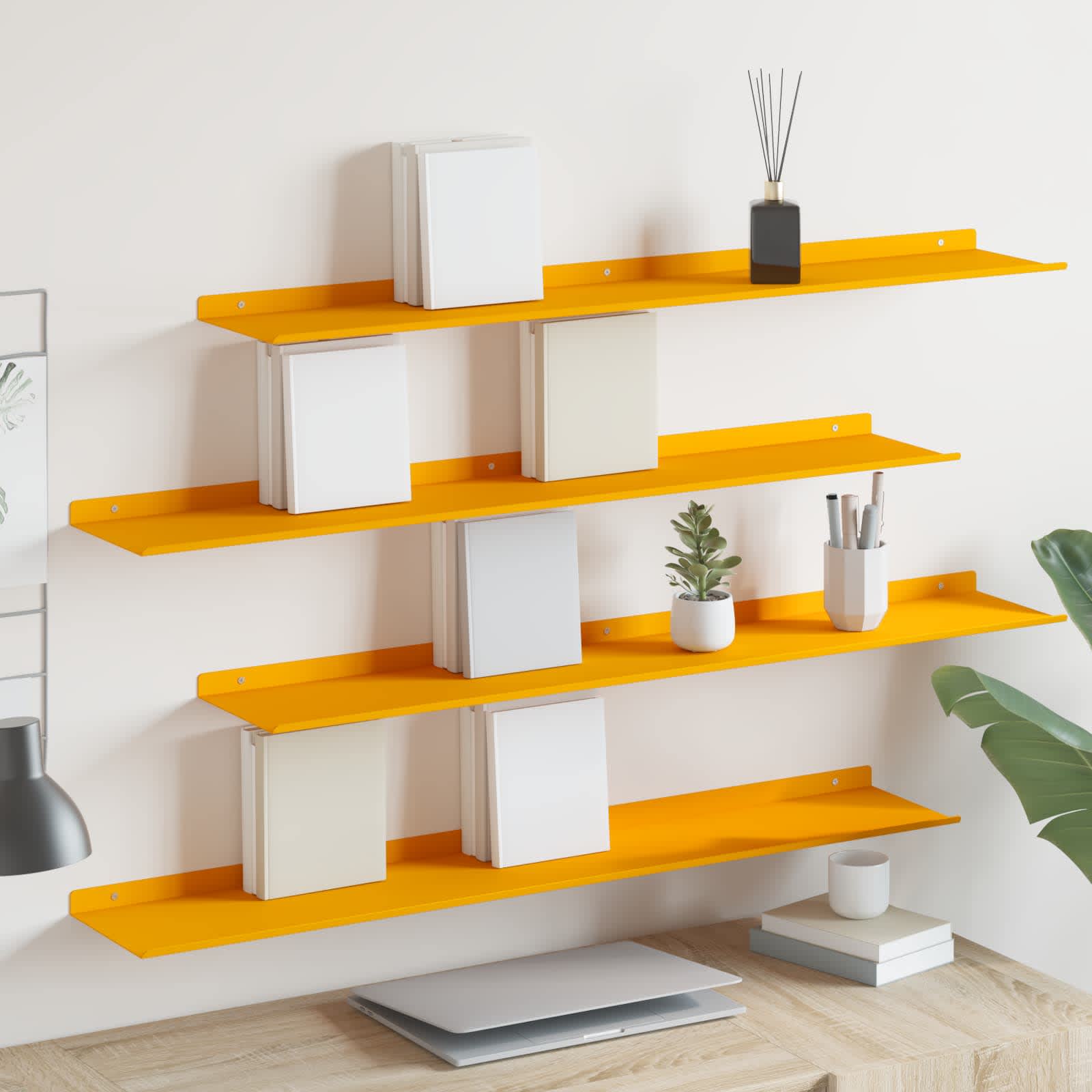 Étagère Murale 4 pcs Jaune moutarde 100 x 18 x 2,5 cm - XIOS