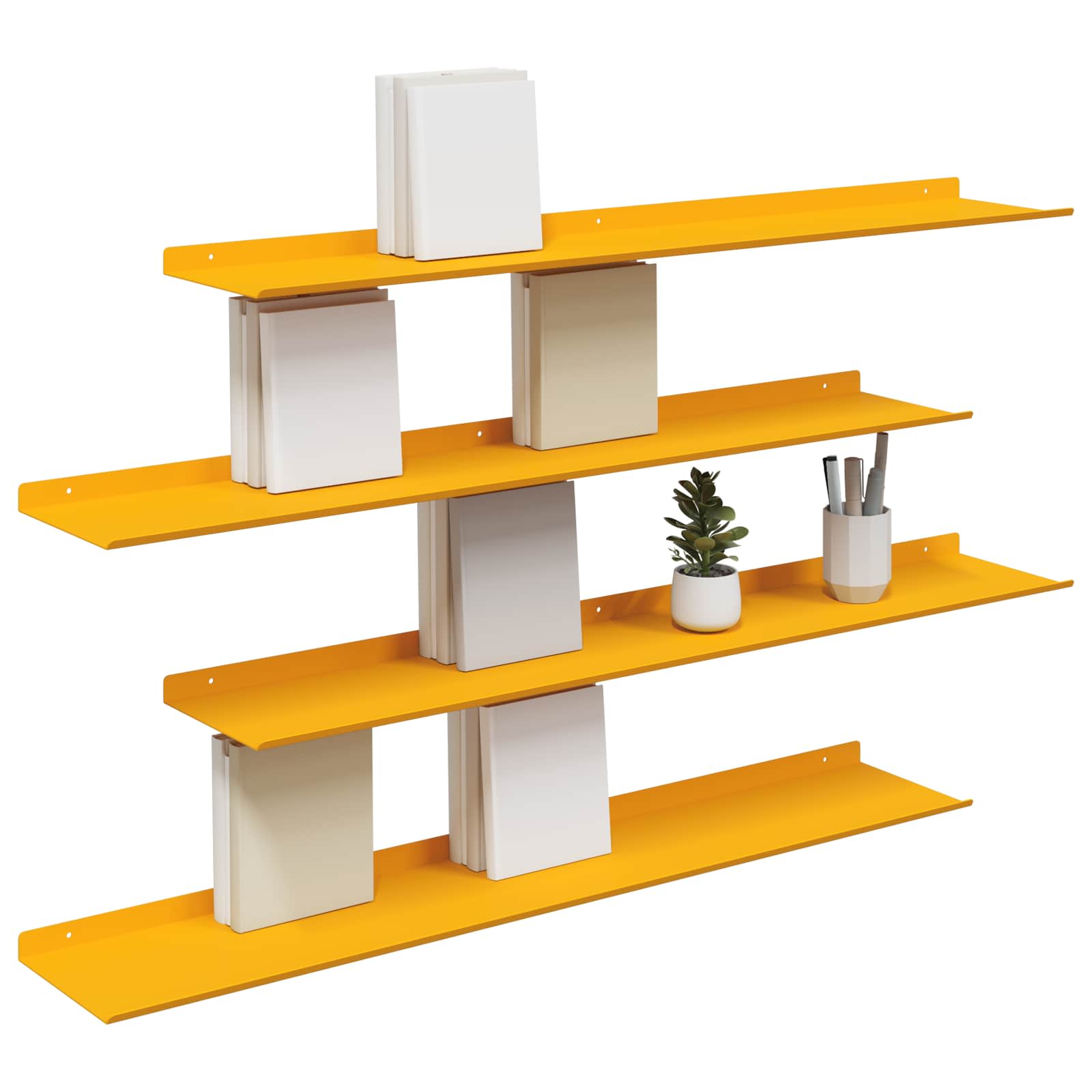 Étagère Murale 4 pcs Jaune moutarde 100 x 18 x 2,5 cm - XIOS