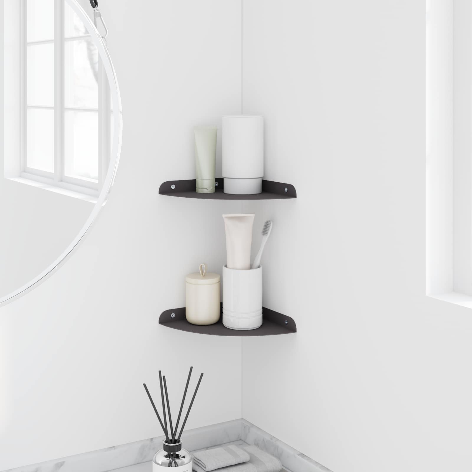 Étagère flottante avec étagère 2 pcs Noir 18 x 18 x 2 cm - XIOS