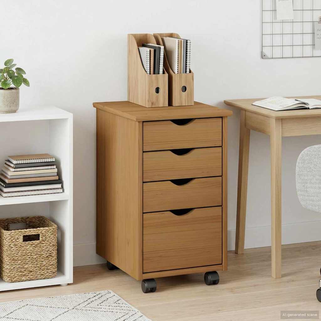 Cabinet roulant MOSS Brun Miel 34 x 39 x 56 cm Pin massif - XIOS