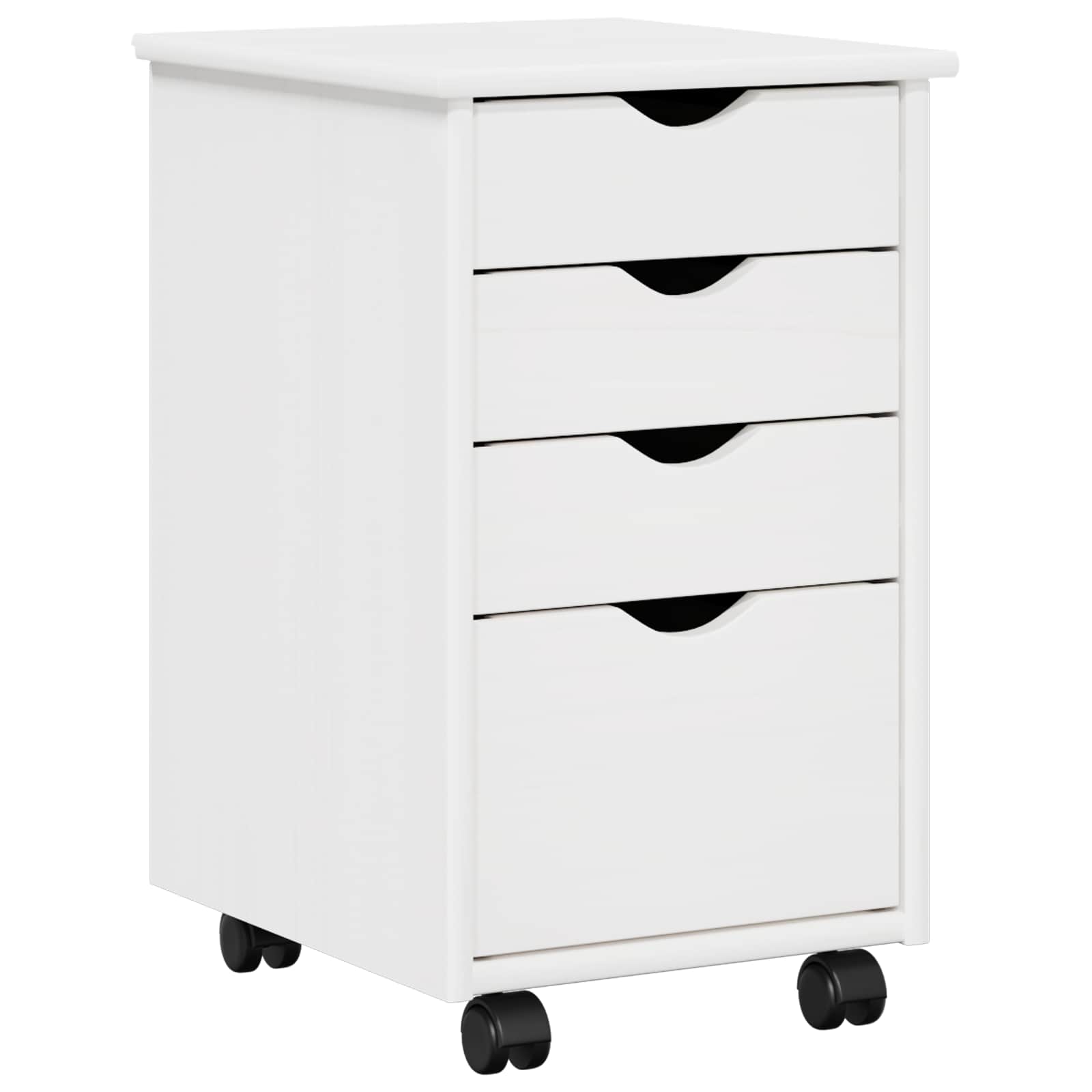 Cabinet roulant avec roue Blanc 34 x 39 x 56 cm Pin massif