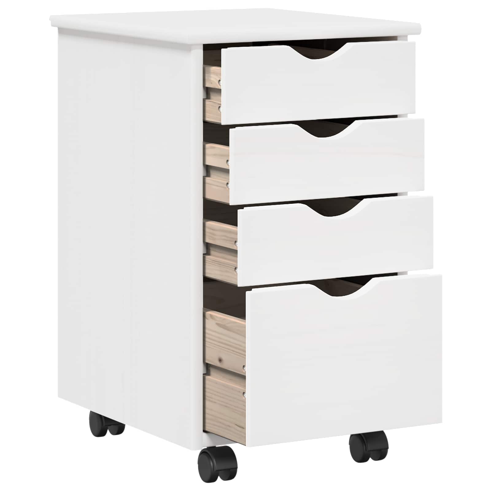 Cabinet roulant avec roue Blanc 34 x 39 x 56 cm Pin massif