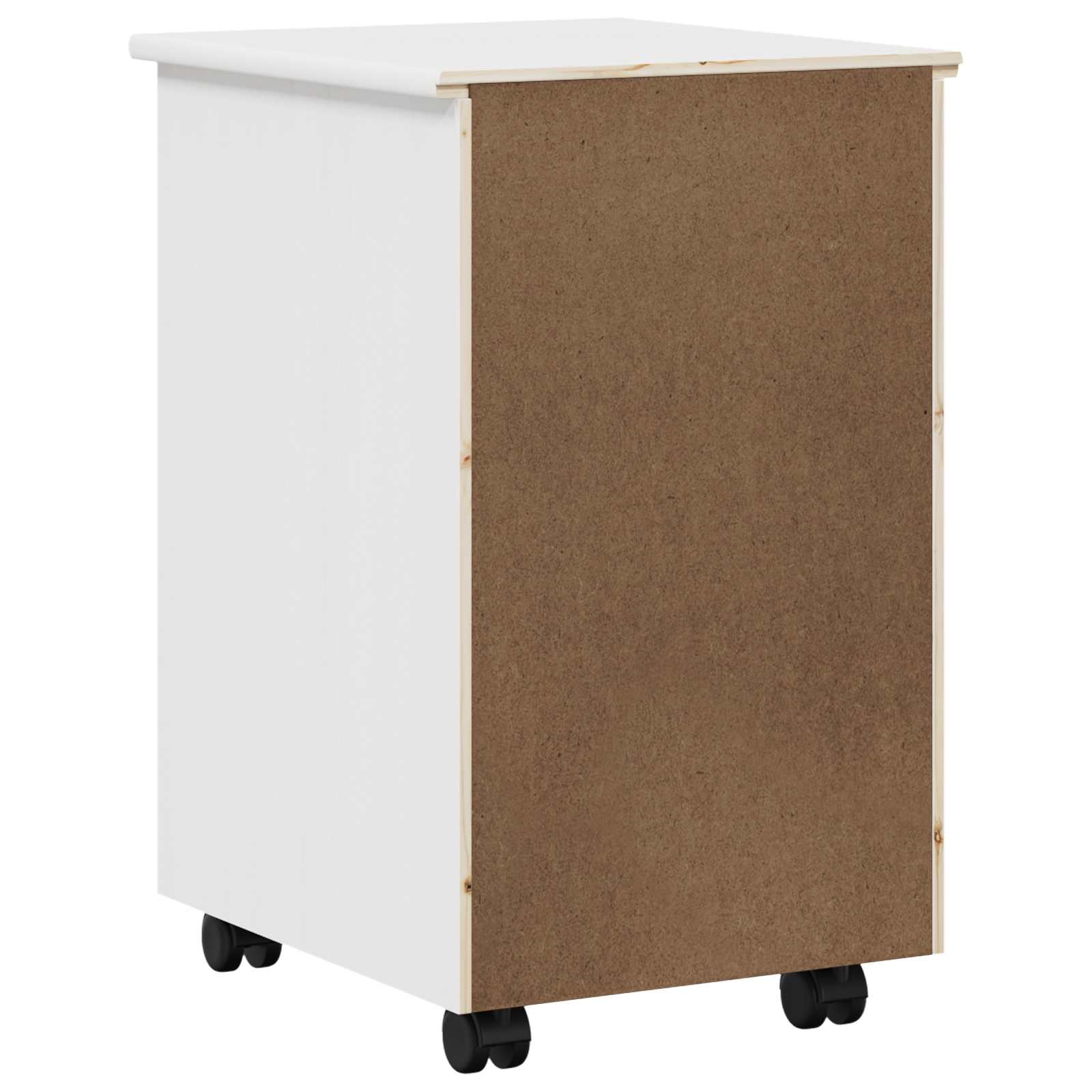 Cabinet roulant avec roue Blanc 34 x 39 x 56 cm Pin massif
