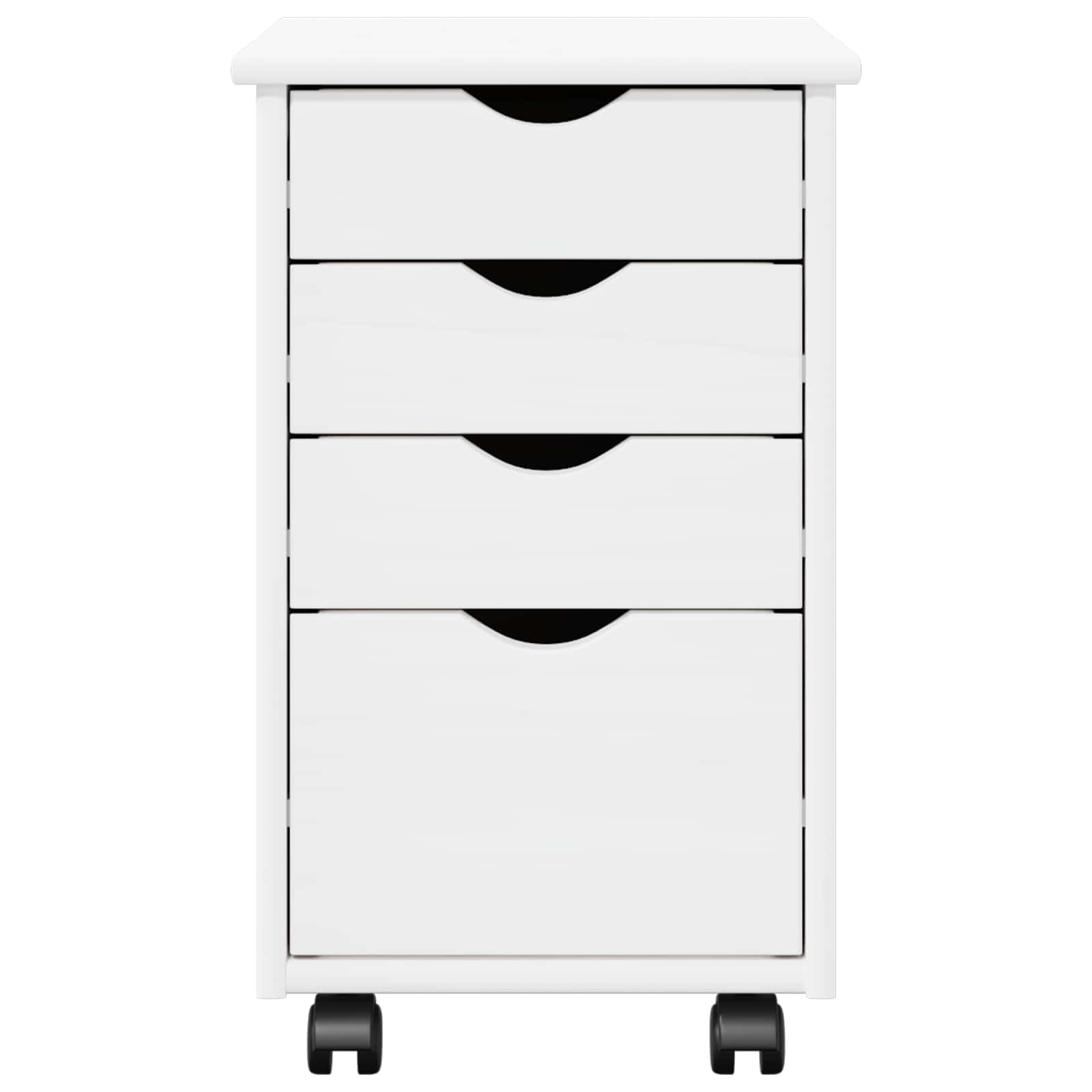 Cabinet roulant avec roue Blanc 34 x 39 x 56 cm Pin massif