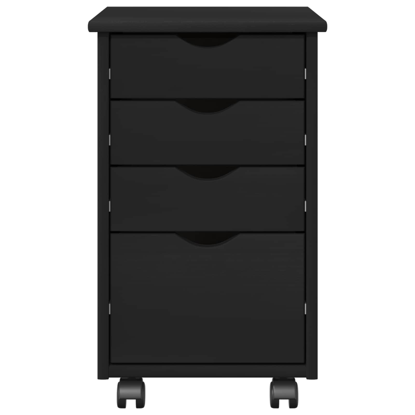 Cabinet roulant Noir 34 x 39 x 56 cm Bois de Pin Massif - XIOS