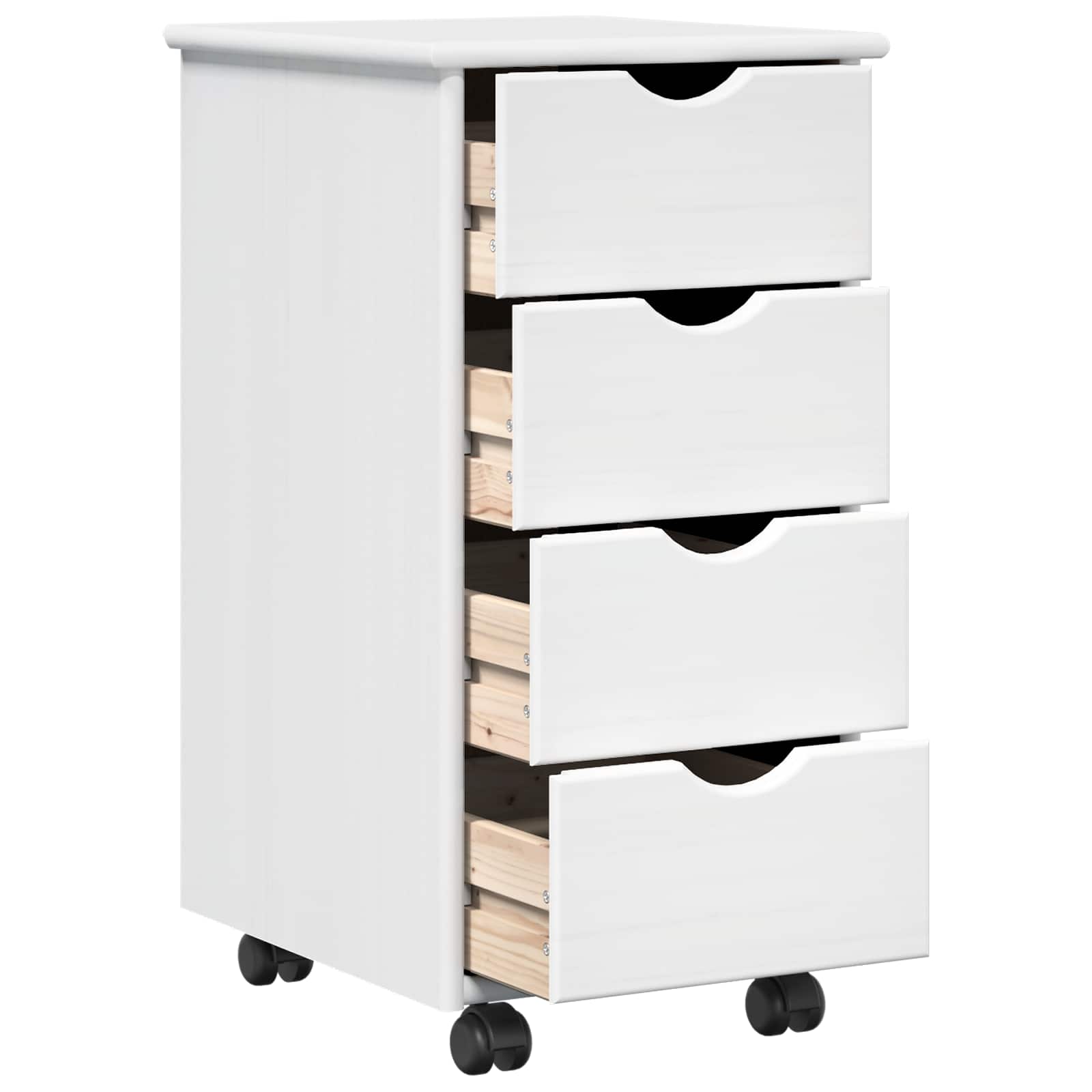 Cabinet roulant Blanc 34 x 39 x 65,5 cm Bois de Pin Massif - XIOS