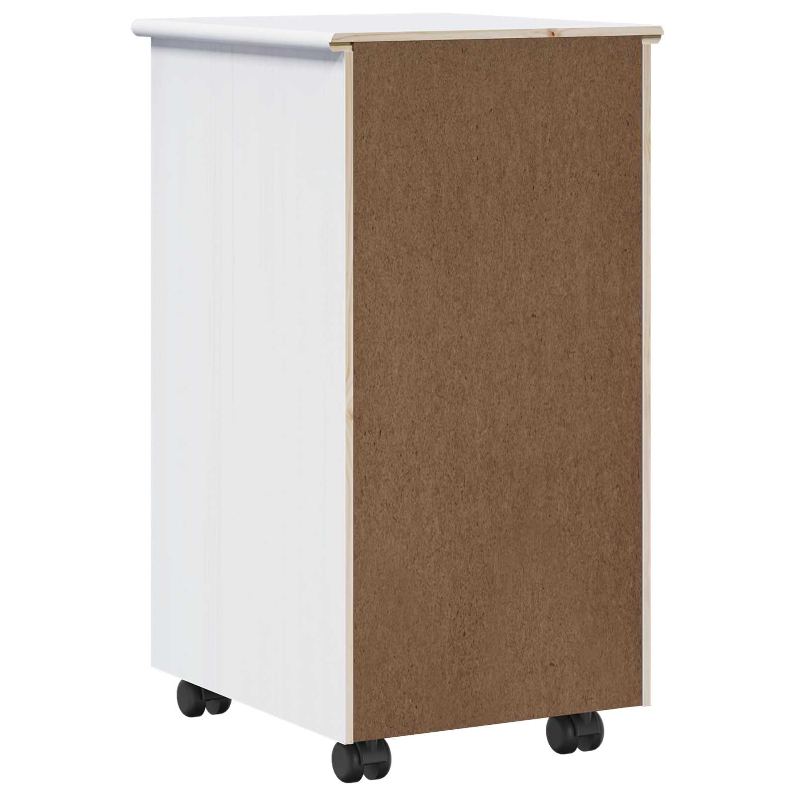 Cabinet roulant Blanc 34 x 39 x 65,5 cm Bois de Pin Massif - XIOS