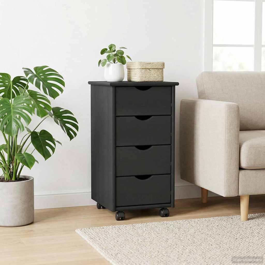 Cabinet roulant Gris 34 x 39 x 65,5 cm Bois de Pin Massif - XIOS