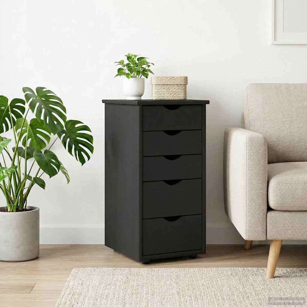 Armoire Noir 34 x 39 x 61,5 cm Bois de Pin Massif