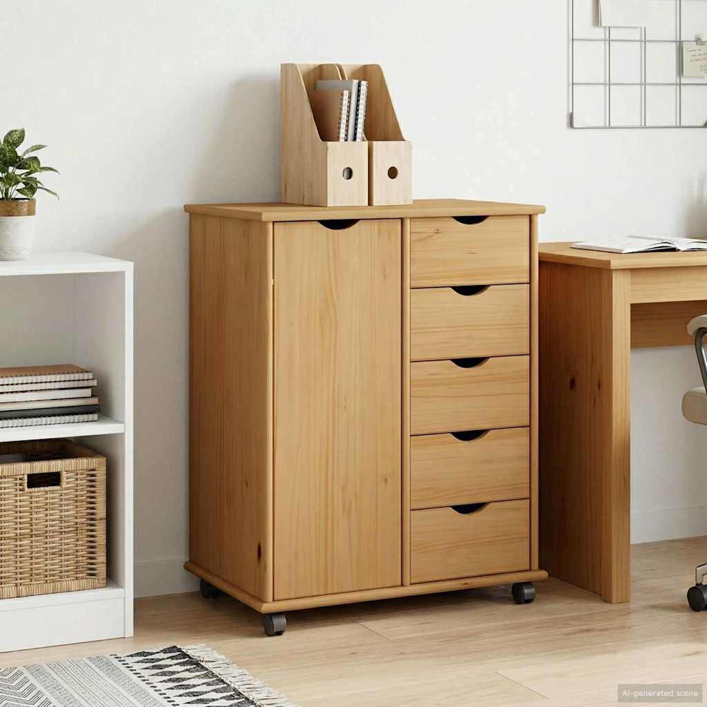 Cabinet roulant avec roue Marron miel 63,5 x 39 x 79 cm - XIOS