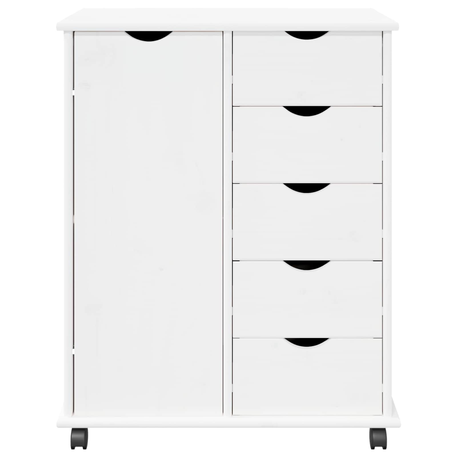 Cabinet roulant Blanc 63,5 x 39 x 79 cm Bois de Pin Massif - XIOS