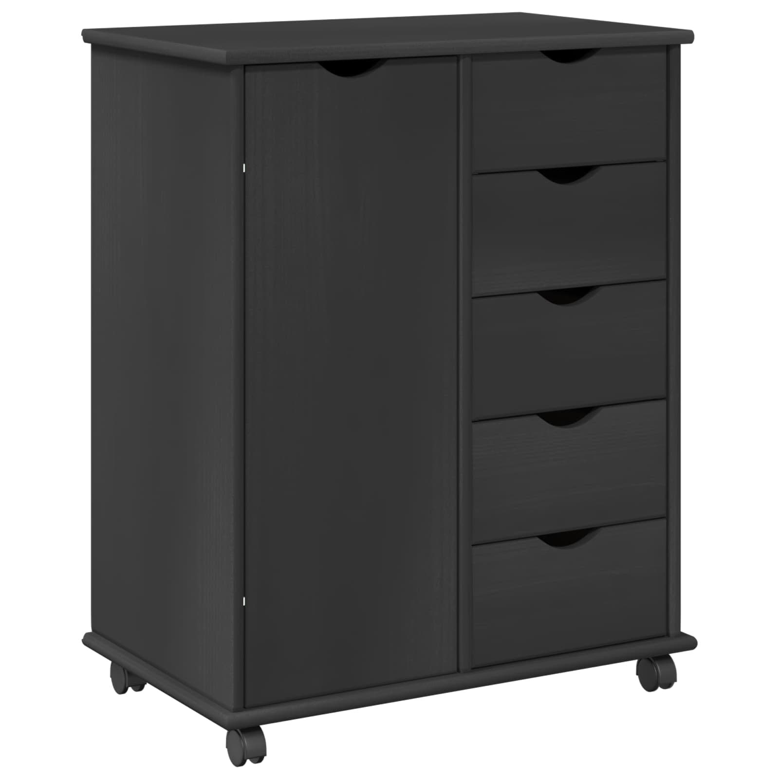 Cabinet roulant Gris 63,5 x 39 x 79 cm Bois de Pin Massif - XIOS