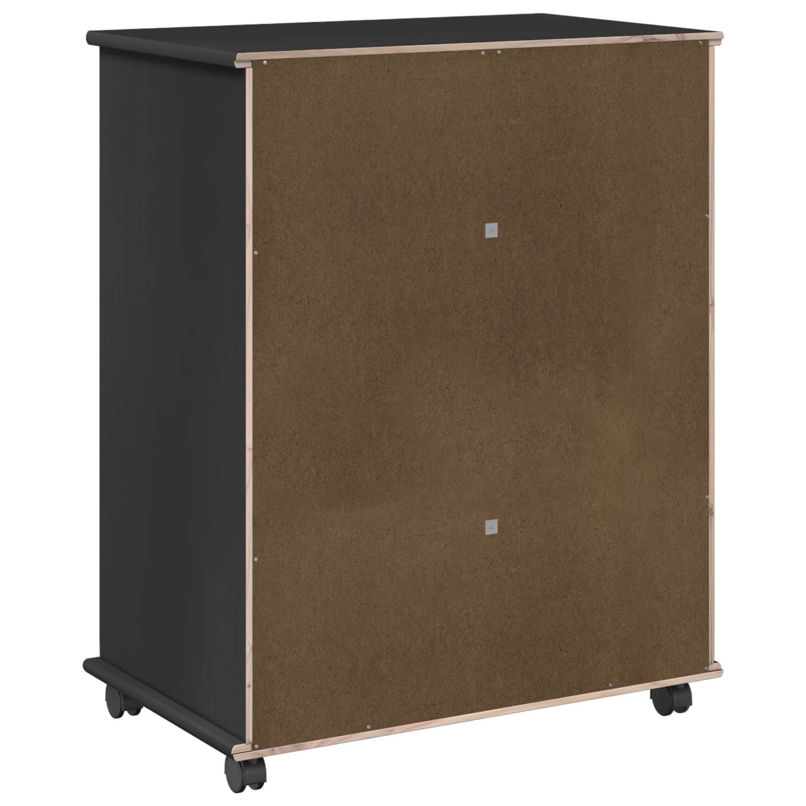 Cabinet roulant Noir 63,5 x 39 x 79 cm Bois de Pin Massif - XIOS