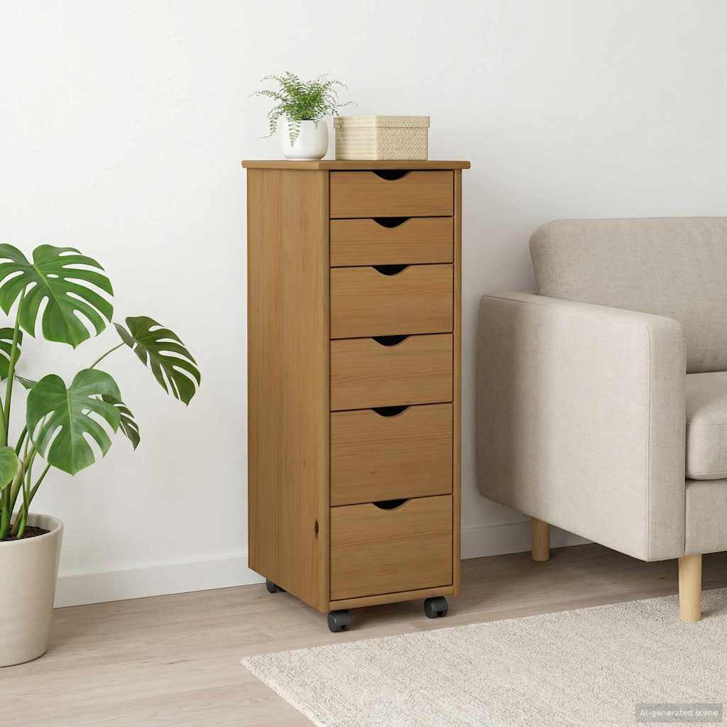 Cabinet roulant avec roue Marron miel 34 x 39 x 93,5 cm - XIOS