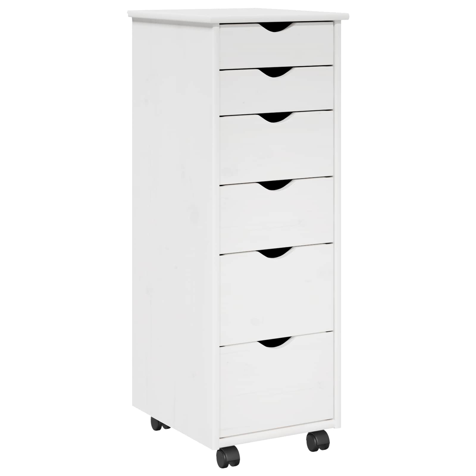 Cabinet roulant Blanc 34 x 39 x 93,5 cm Bois de Pin Massif - XIOS