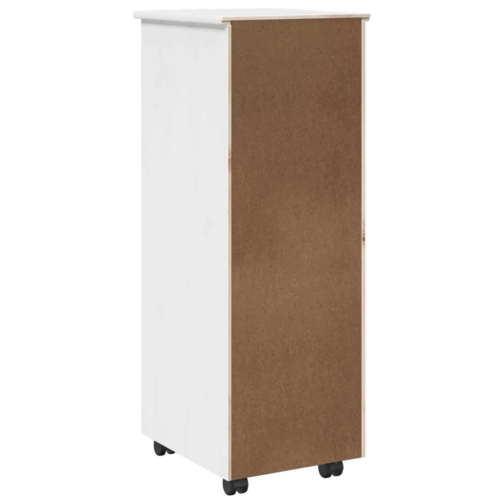 Cabinet roulant Blanc 34 x 39 x 93,5 cm Bois de Pin Massif - XIOS